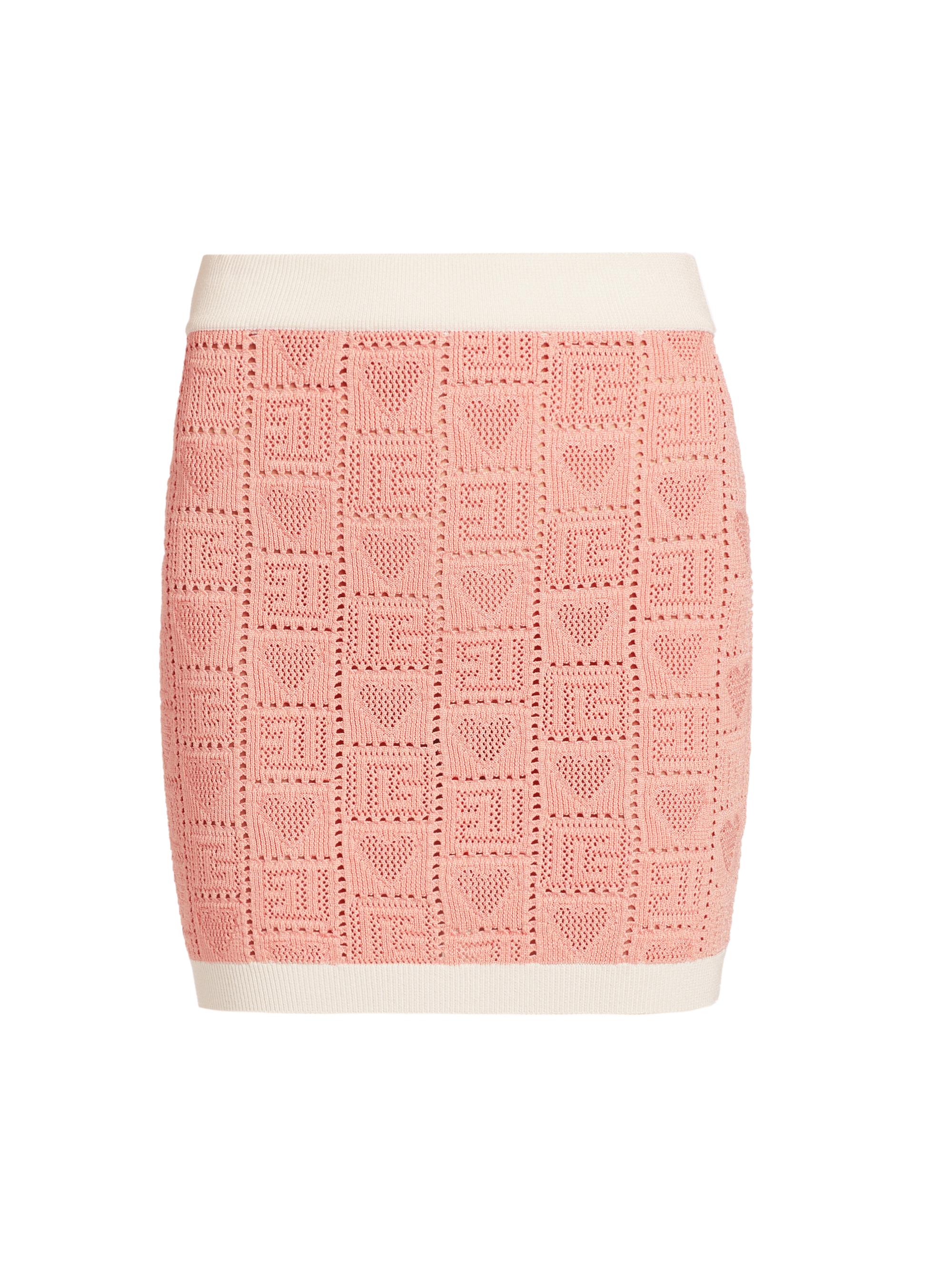 Balmain Women's Heart Pointelle-Knit Miniskirt - Saumon