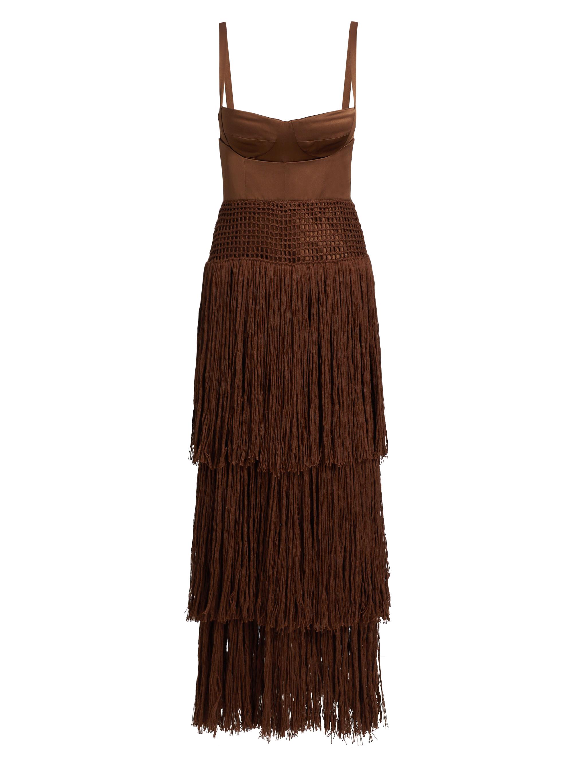 Alejandra Alonso Rojas Bustier Silk Fringe Crochet Dress | Saks