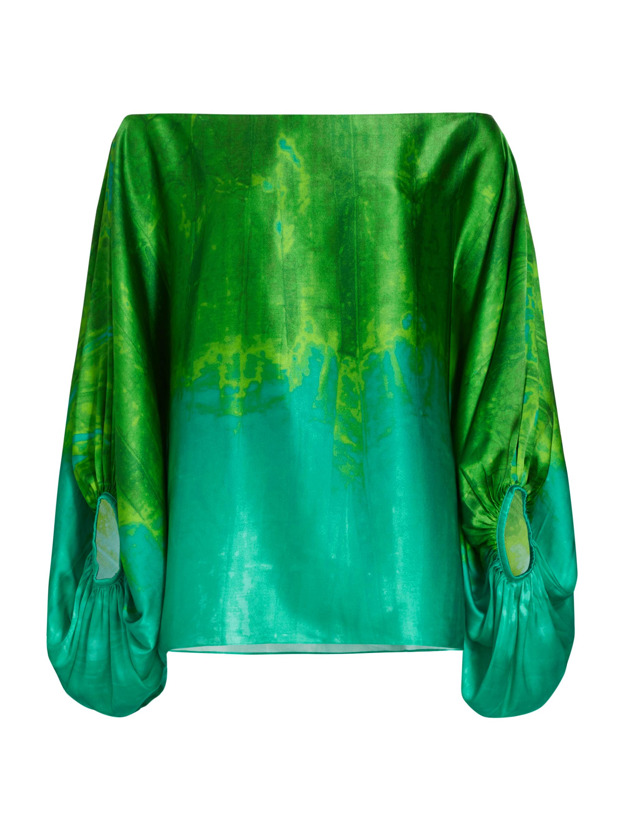 Silvia Tcherassi Women's Bellagio Ombré Silk Blouse - Juniper Green
