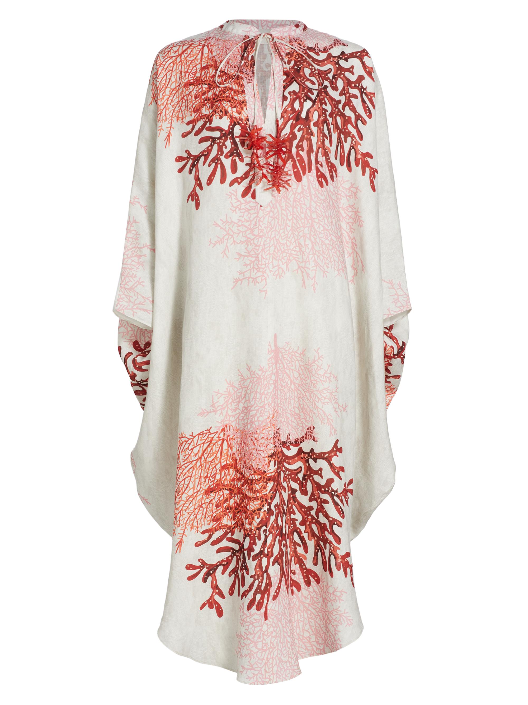 Silvia Tcherassi Women's Elea Silk Coral Print Tunic Dress - Multi Coral