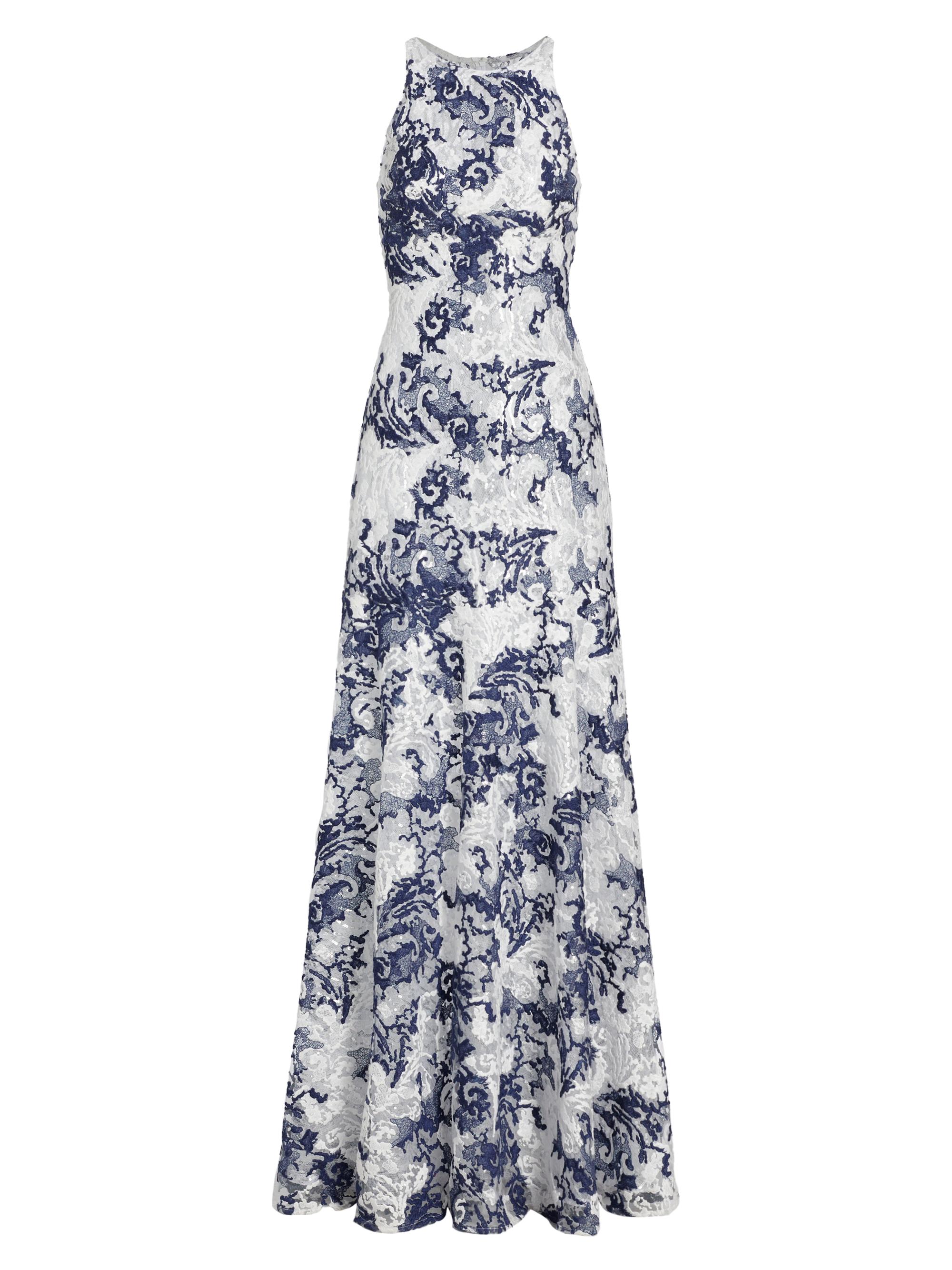 Silvia Tcherassi Women's Chenoa Lace Sleeveless Gown - Navy White Embroidery