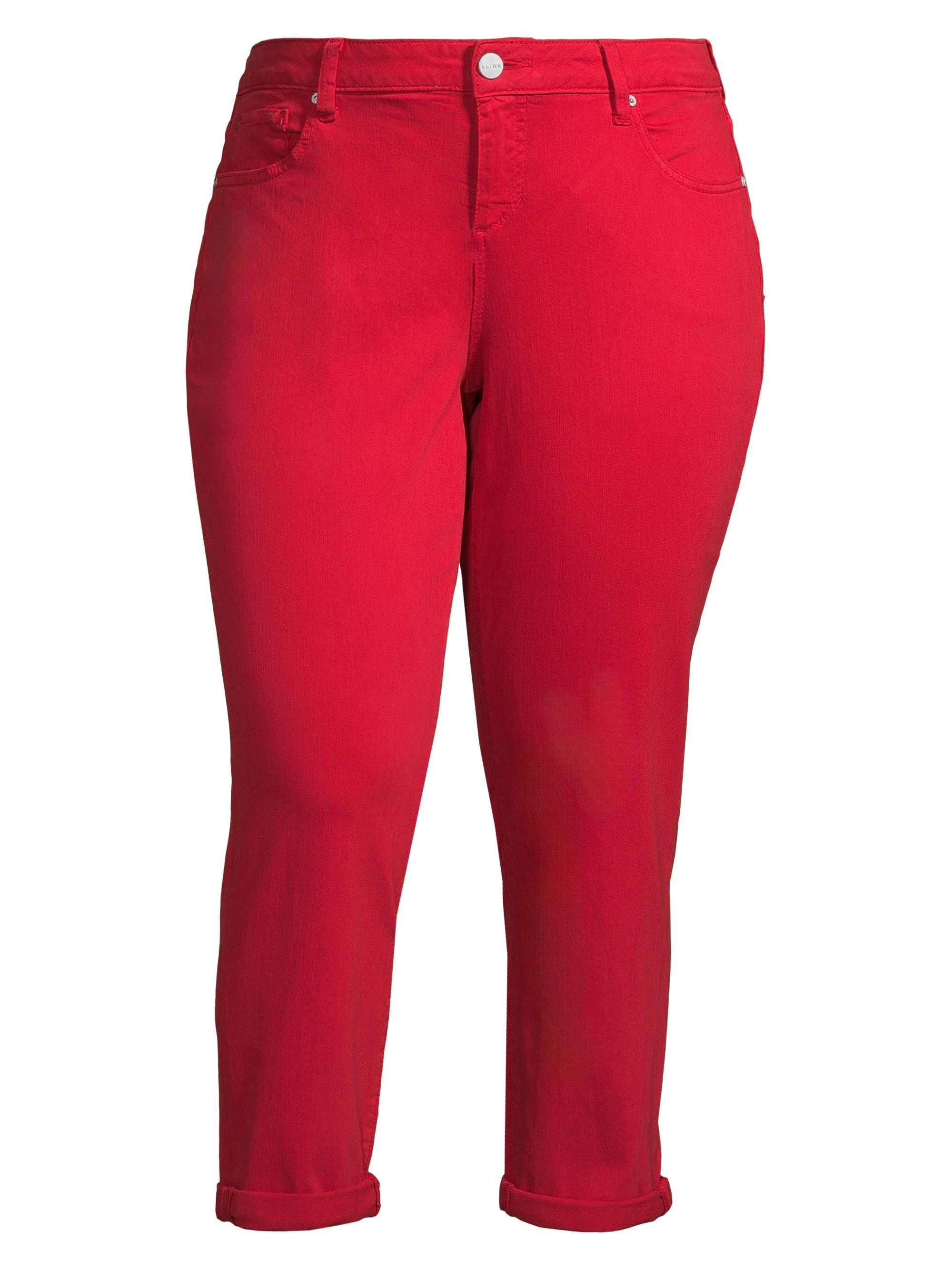 Slink Jeans Women's Mid-Rise Crop Boyfriend Jeans - Dark Pink