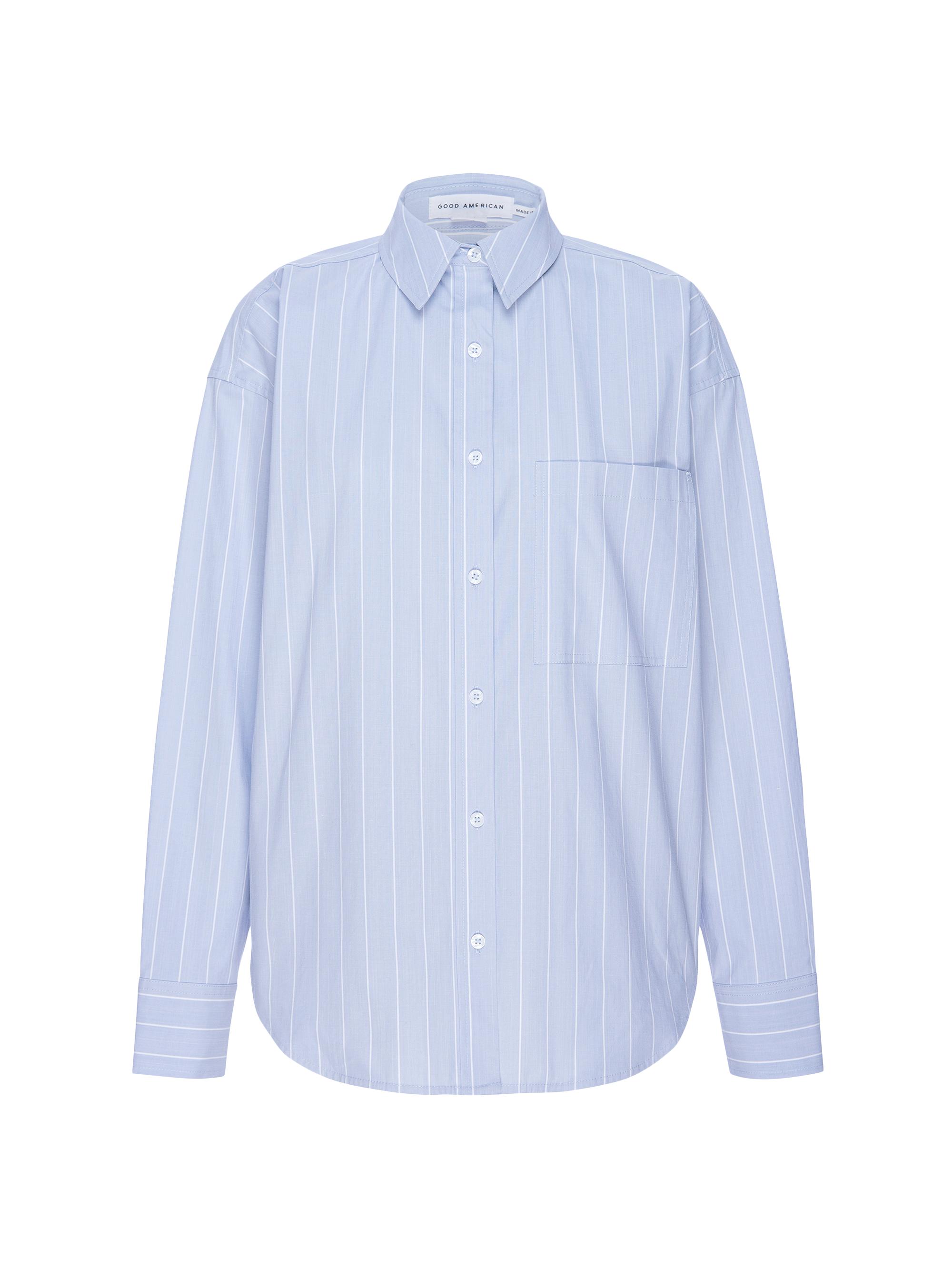Good American Women's Cotton Pinstripe Shirt - Glass Stripe