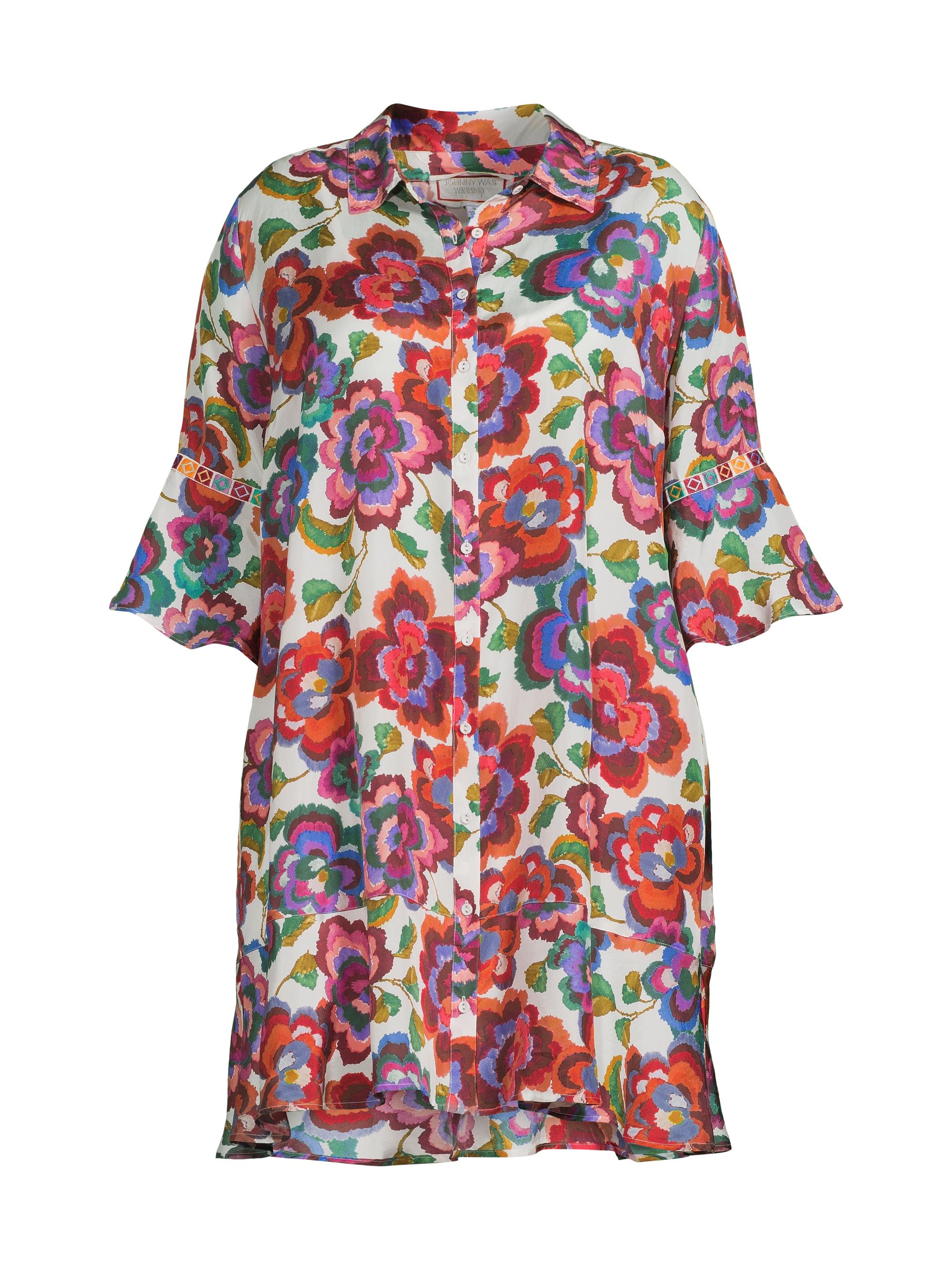 Johnny Was Women's Calanthe Floral Silk Shift Mini Dress