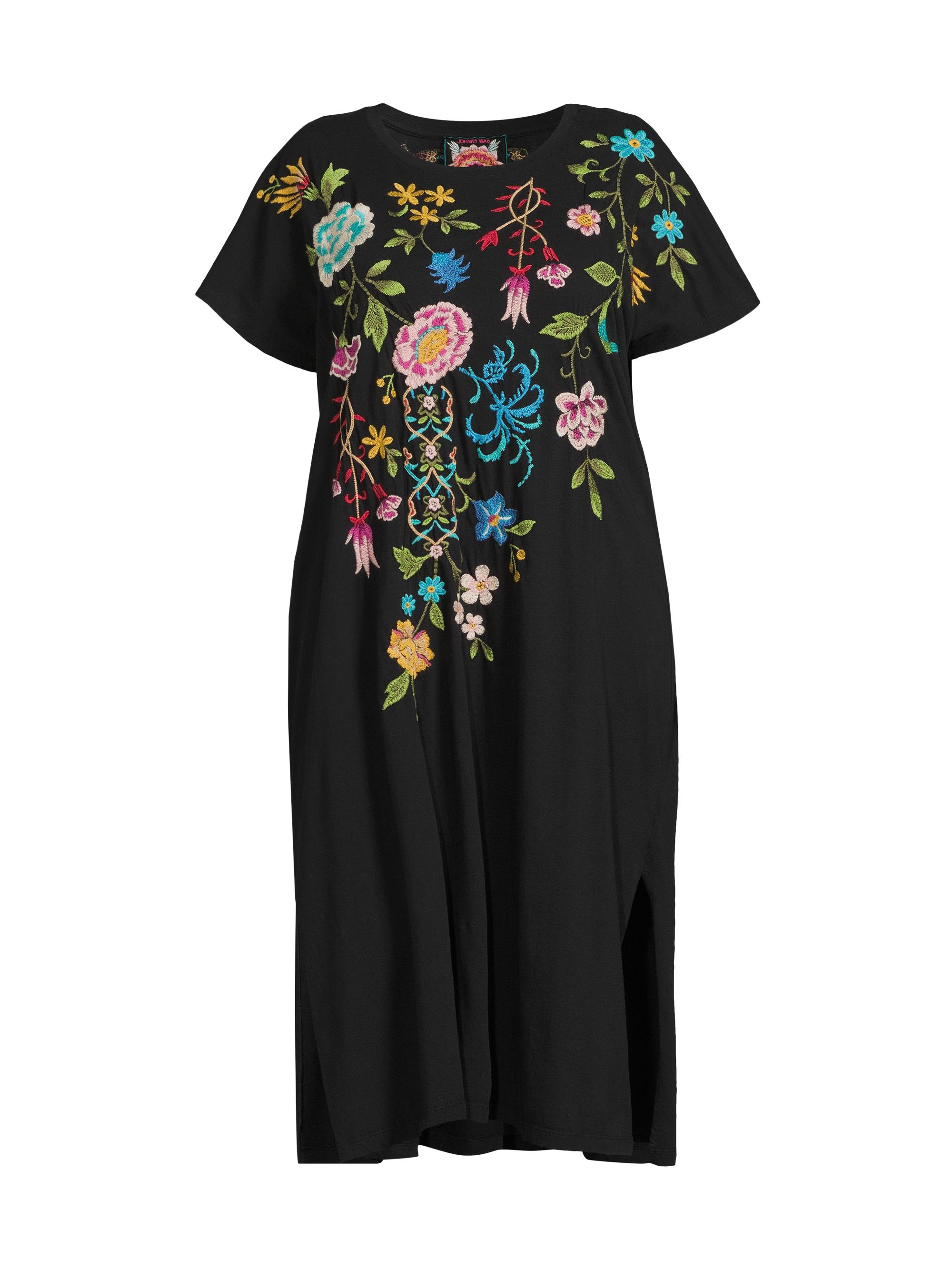 Johnny Was Women's Sheri Cotton Floral-Embroidered Midi-Dress - Black