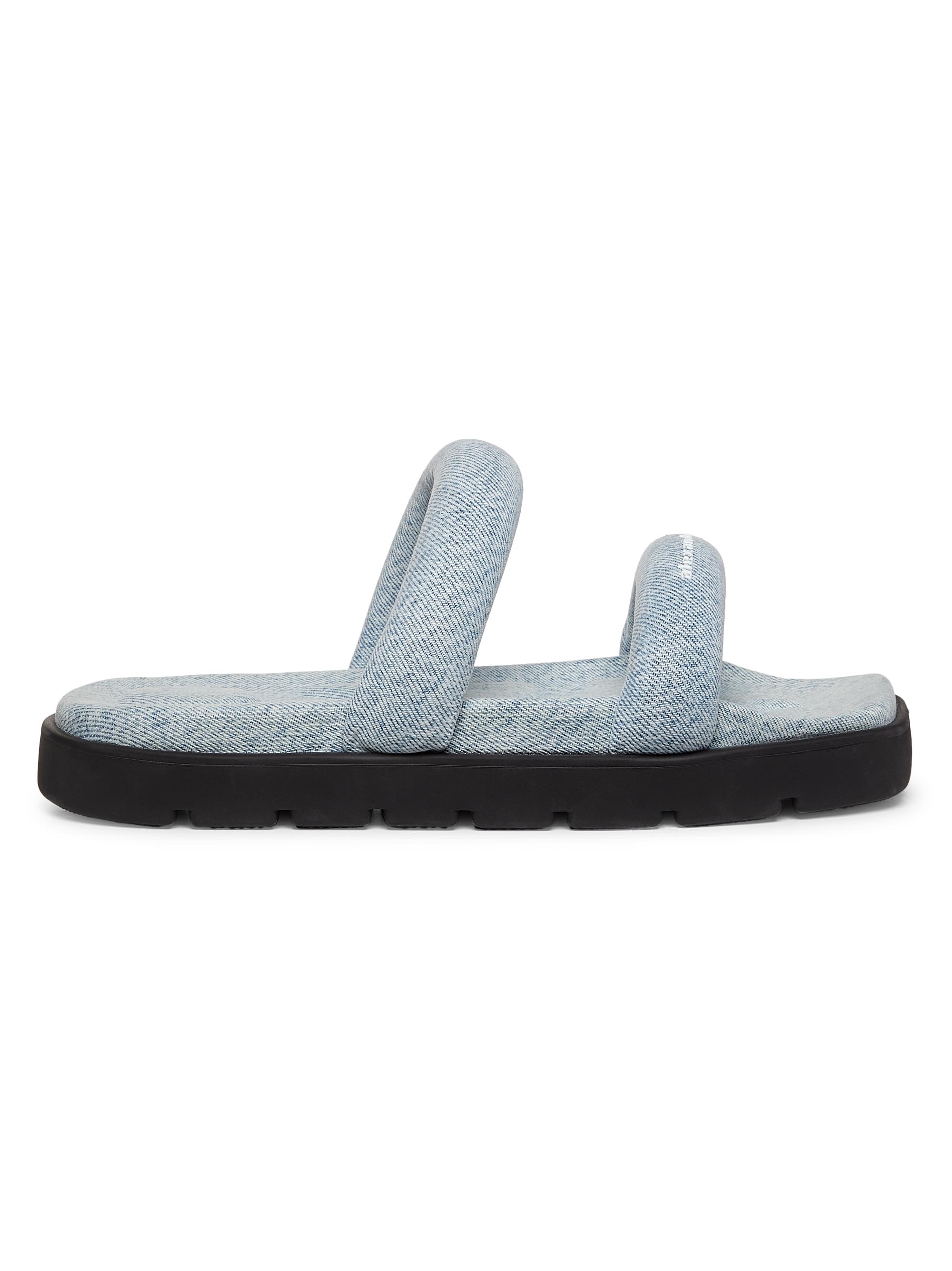 Alexander Wang Women's Denim Logo-Embellished Flatform Sandals - Pebble Bleach