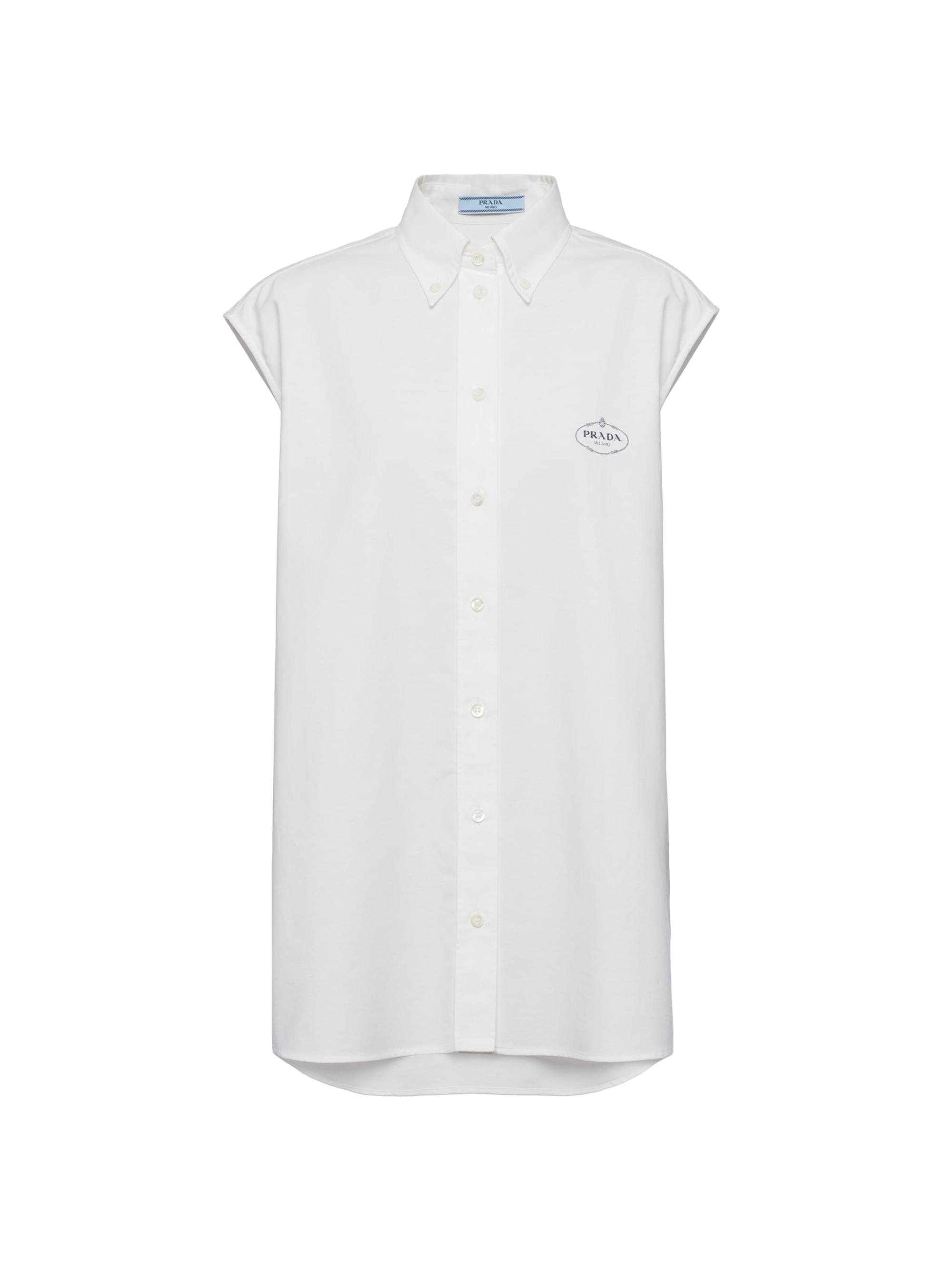 Prada Women's Embroidered Oxford Cotton Shirt - White