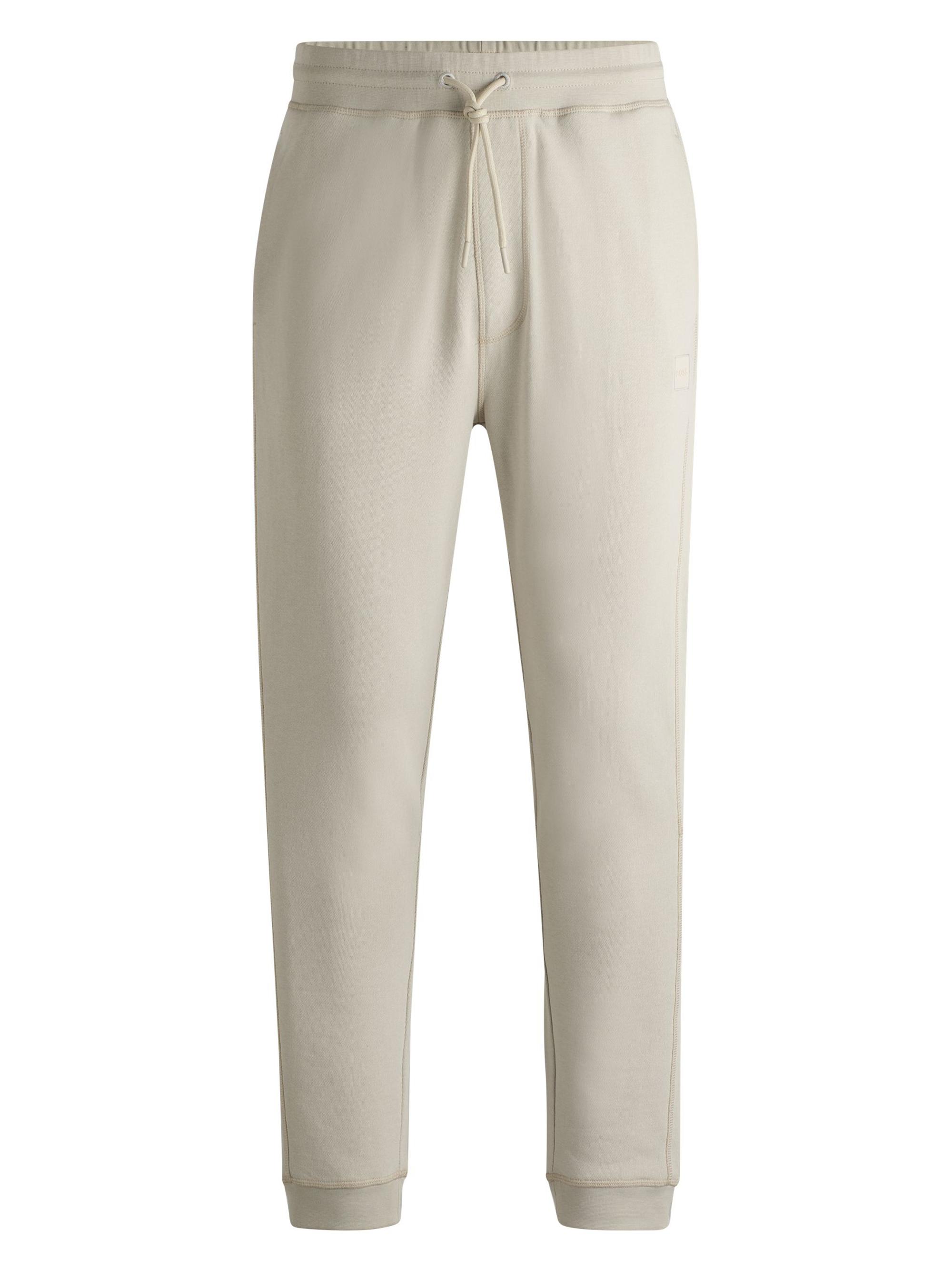 BOSS Men's Cotton-Terry Tracksuit Bottoms - Dark Blue