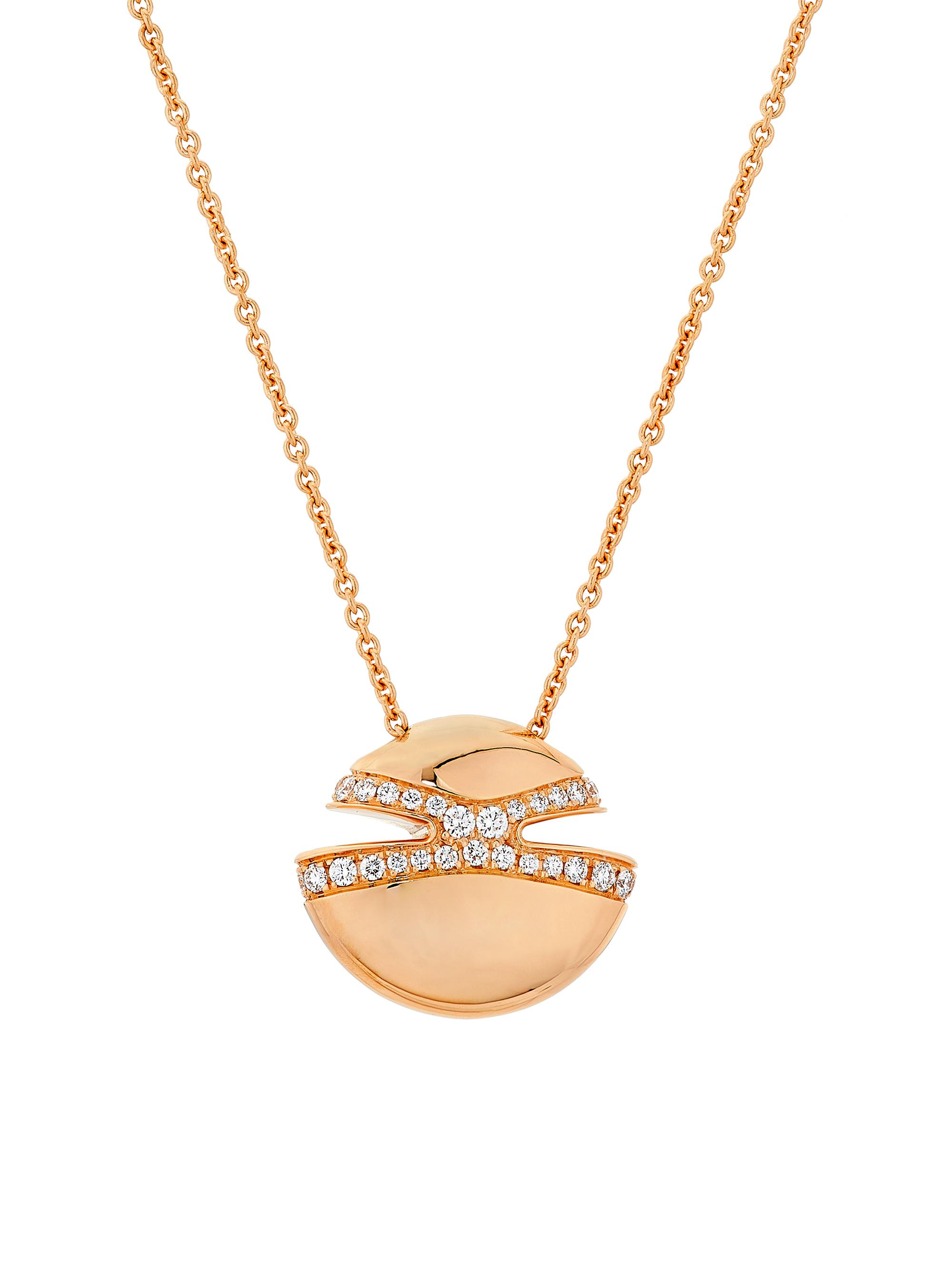 BVLGARI Women's Cabochon 18K Rose Gold & 0.55 TCW Diamond Pendant Necklace - Pink Gold