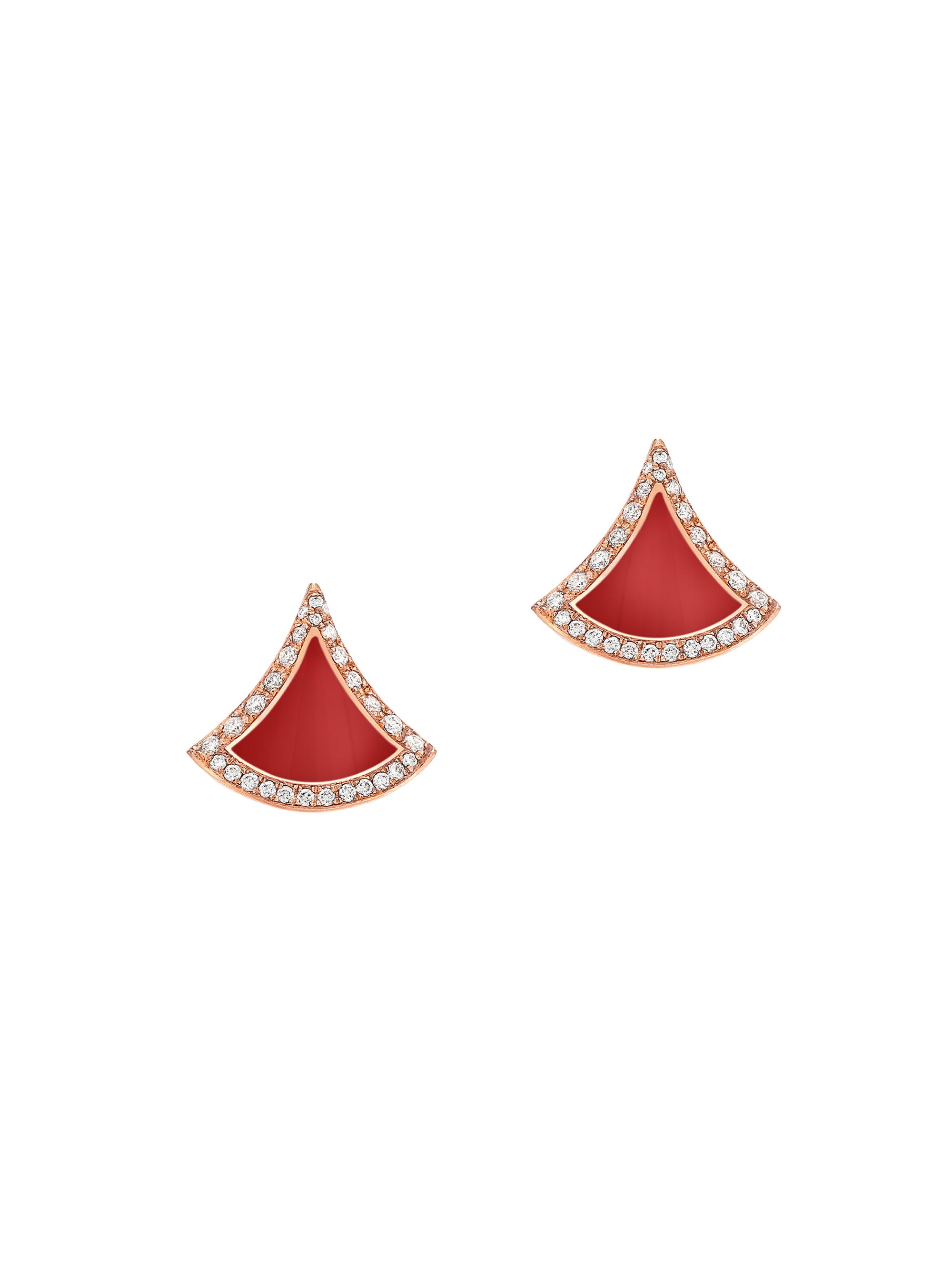 BVLGARI Women's Divas'Dream 18K Rose Gold, Pink Carnelian & 0.10 TCW Diamond Earrings - Pink Gold