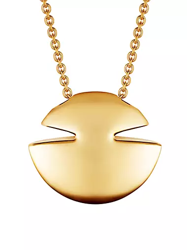 18K Yellow Gold Cabochon Pendant Necklace