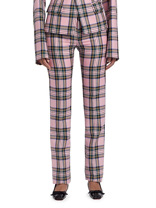 Shop Area Plaid Wool Back-Slit Straight-Leg Pants | Saks Shop Area Plaid Wool Back-Slit Straight-Leg Pants | Saks