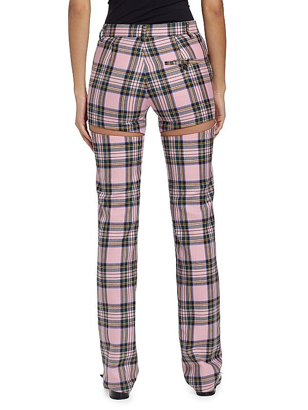 Shop Area Plaid Wool Back-Slit Straight-Leg Pants | Saks Shop Area Plaid Wool Back-Slit Straight-Leg Pants | Saks