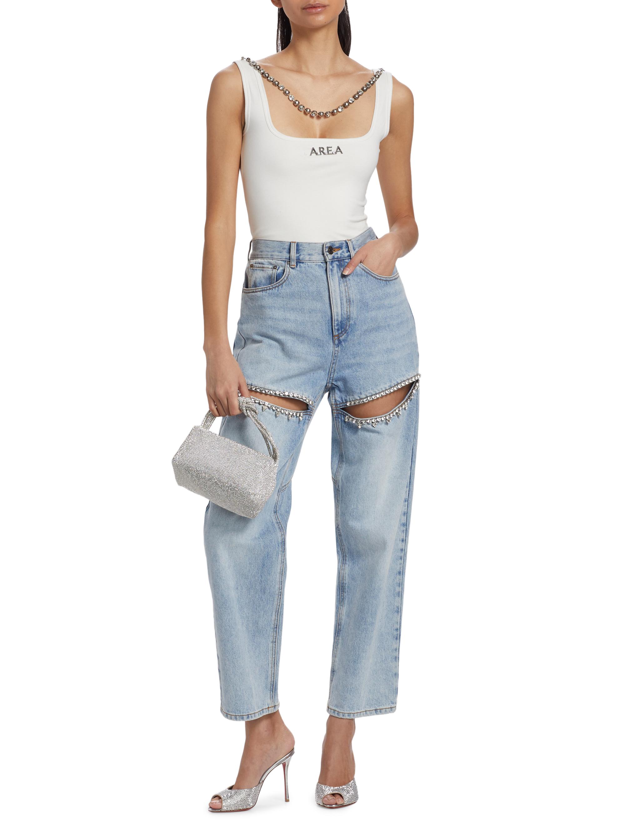 Area Women's Embellished Logo Stretch-Cotton Tank Top - Whipped White