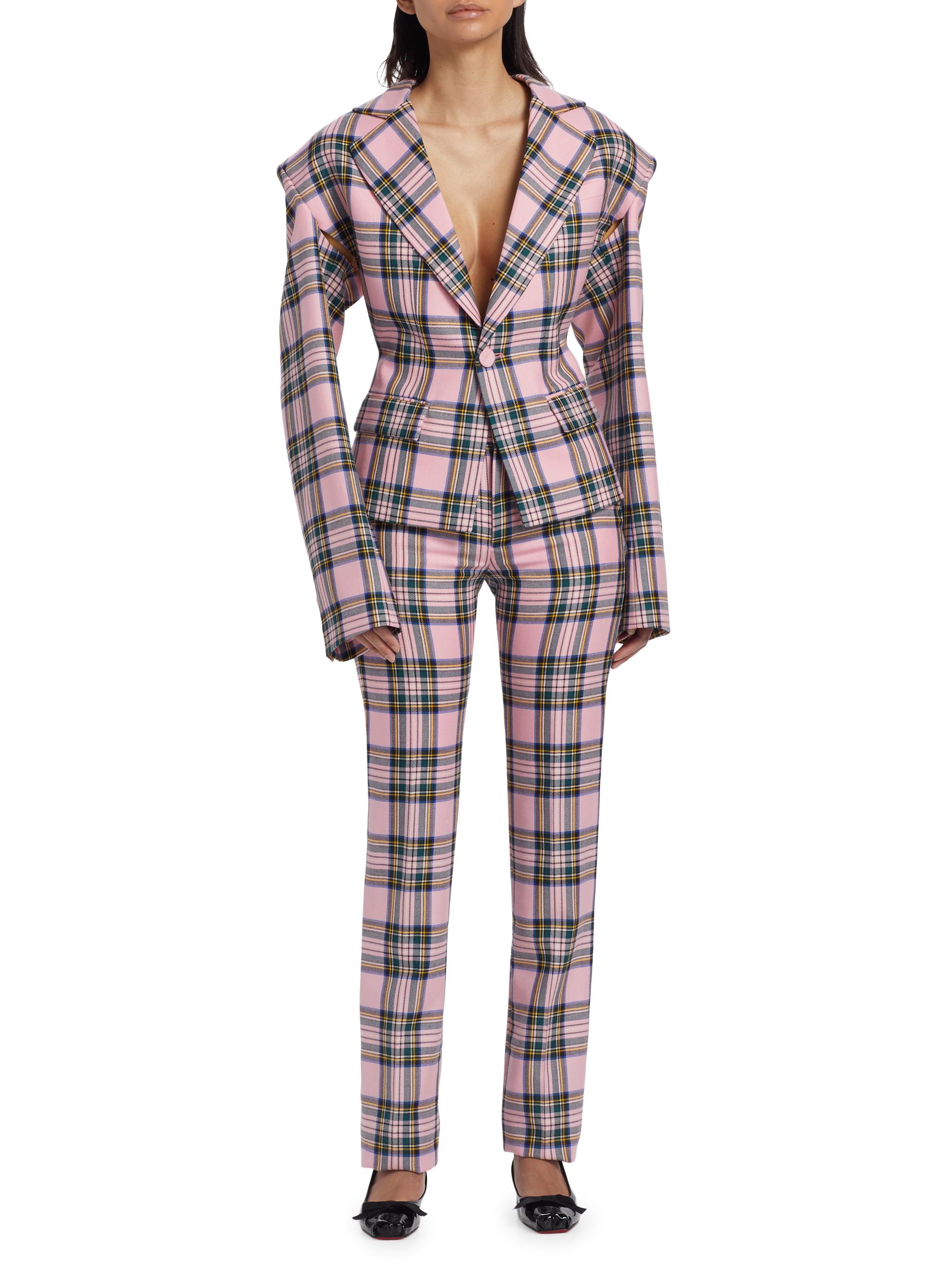 【展示会限定品】Apartment Three Plaid Blazer Area Heart-Accented Plaid Wool Cut-Out Blazer | Saks Fifth Avenue
