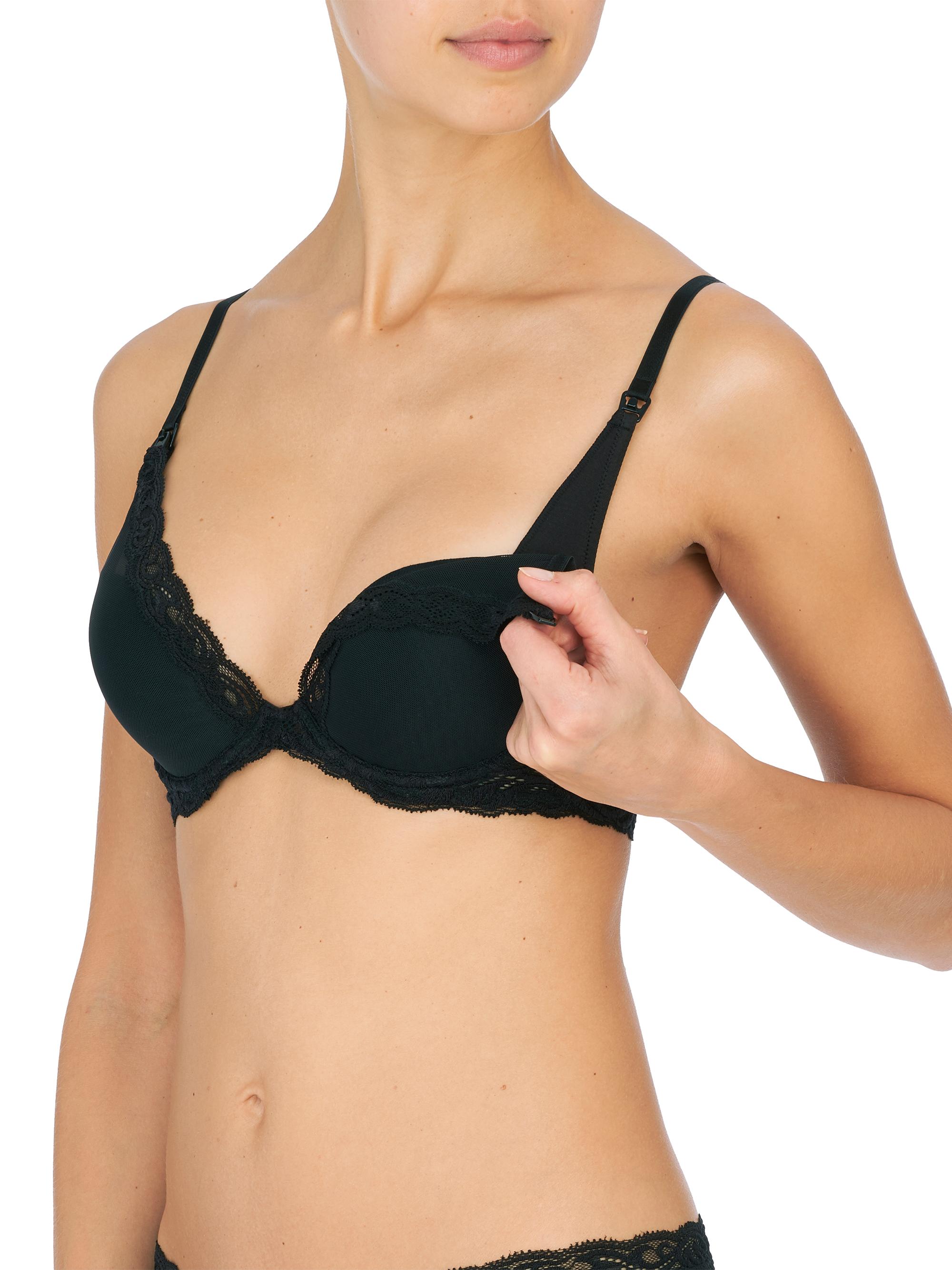 Natori Women's Feathers Plunge Nursing T-Shirt Bra - Black | Thumbnail 2