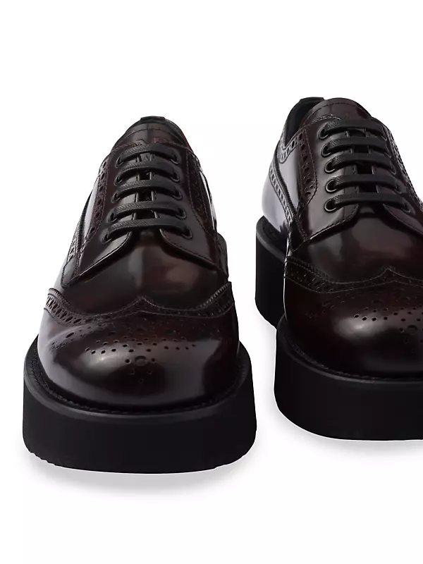 Shop Prada Brushed Leather Derby Shoes | Saks Fifth Avenue Shop Prada Brushed Leather Derby Shoes | Saks Fifth Avenue