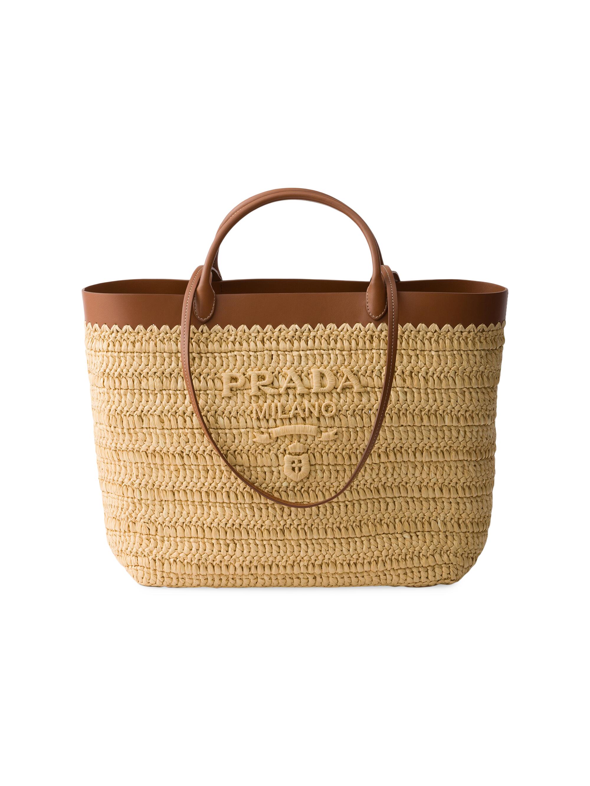 Prada Women's  Crochet and Leather Tote Bag - Brown