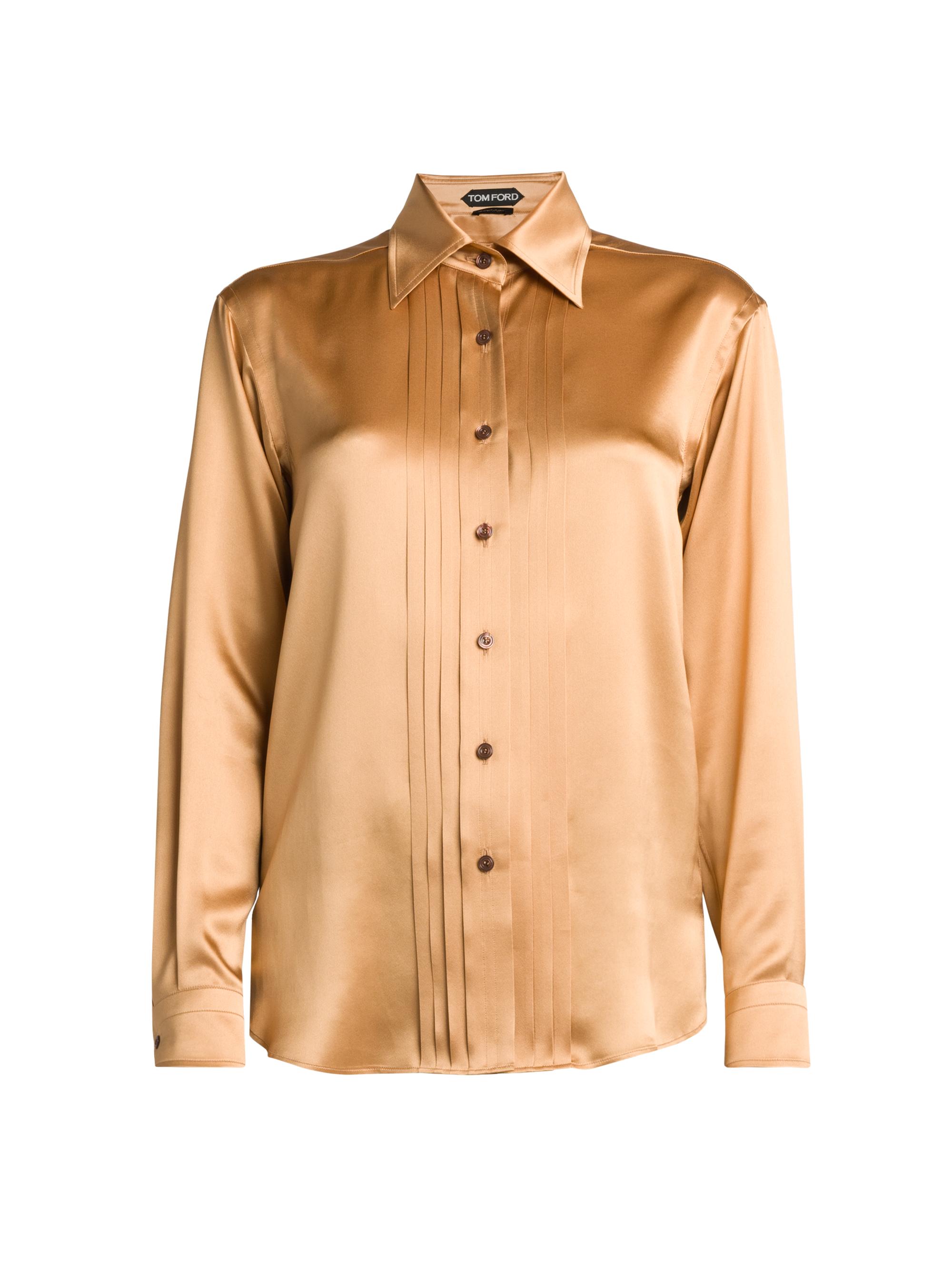 TOM FORD Women's Fluid Charmeuse Silk Shirt - Dark Beige