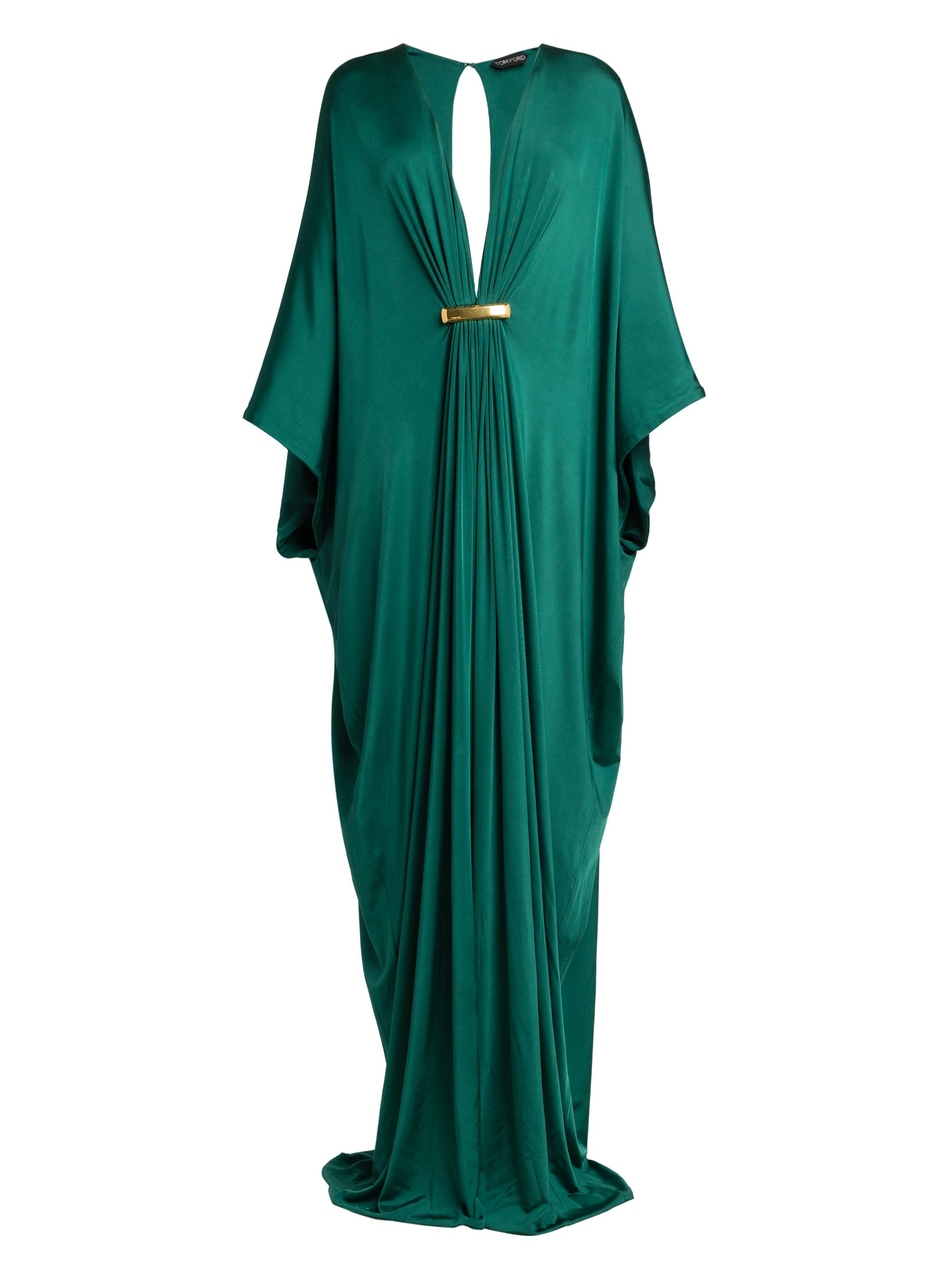 TOM FORD Women's Satin Stretch Jersey Kaftan Gown - Dark Emerald