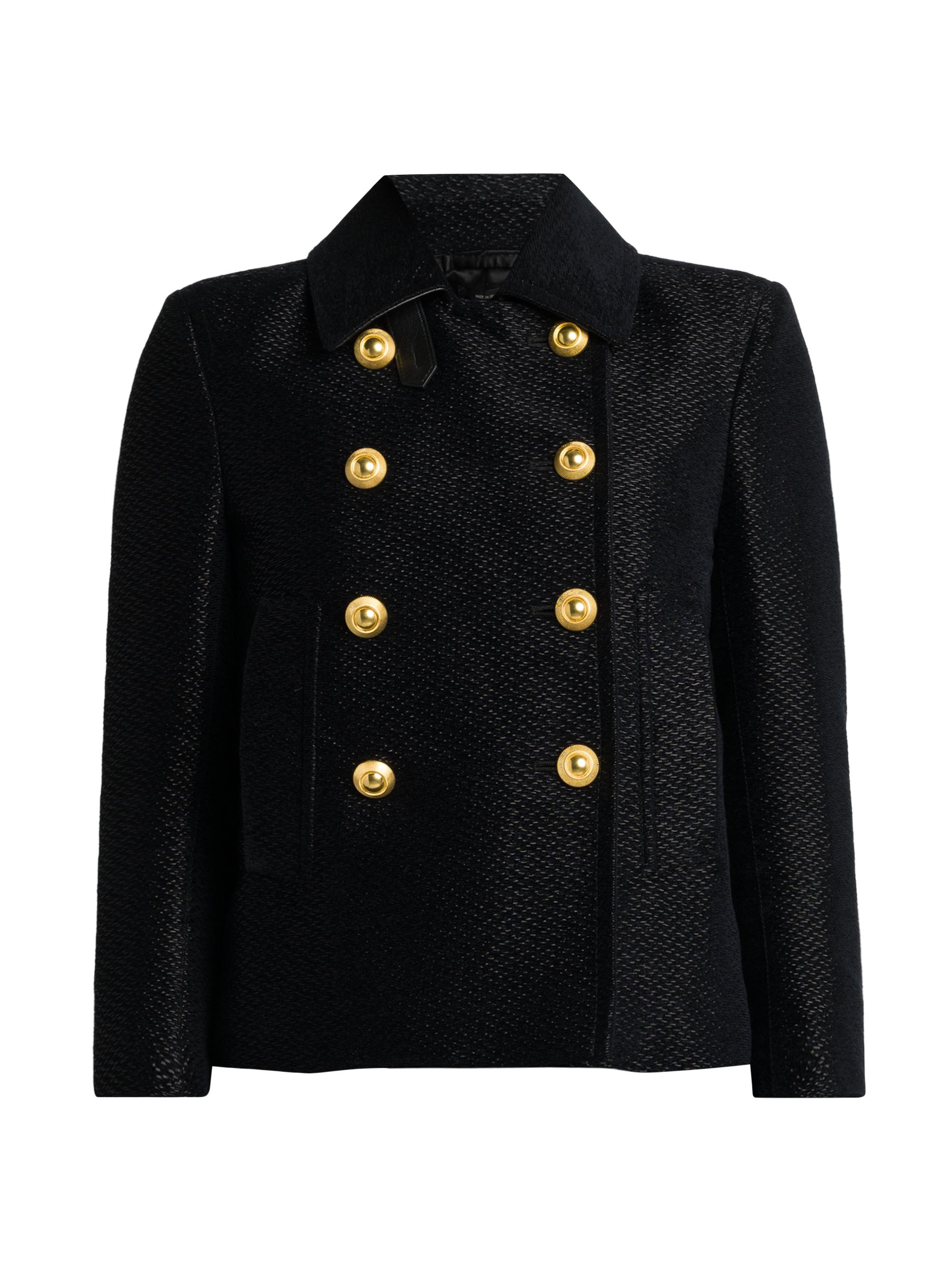 TOM FORD Women's Metallic Silk-Blend Boucle Peacoat - Black Blue