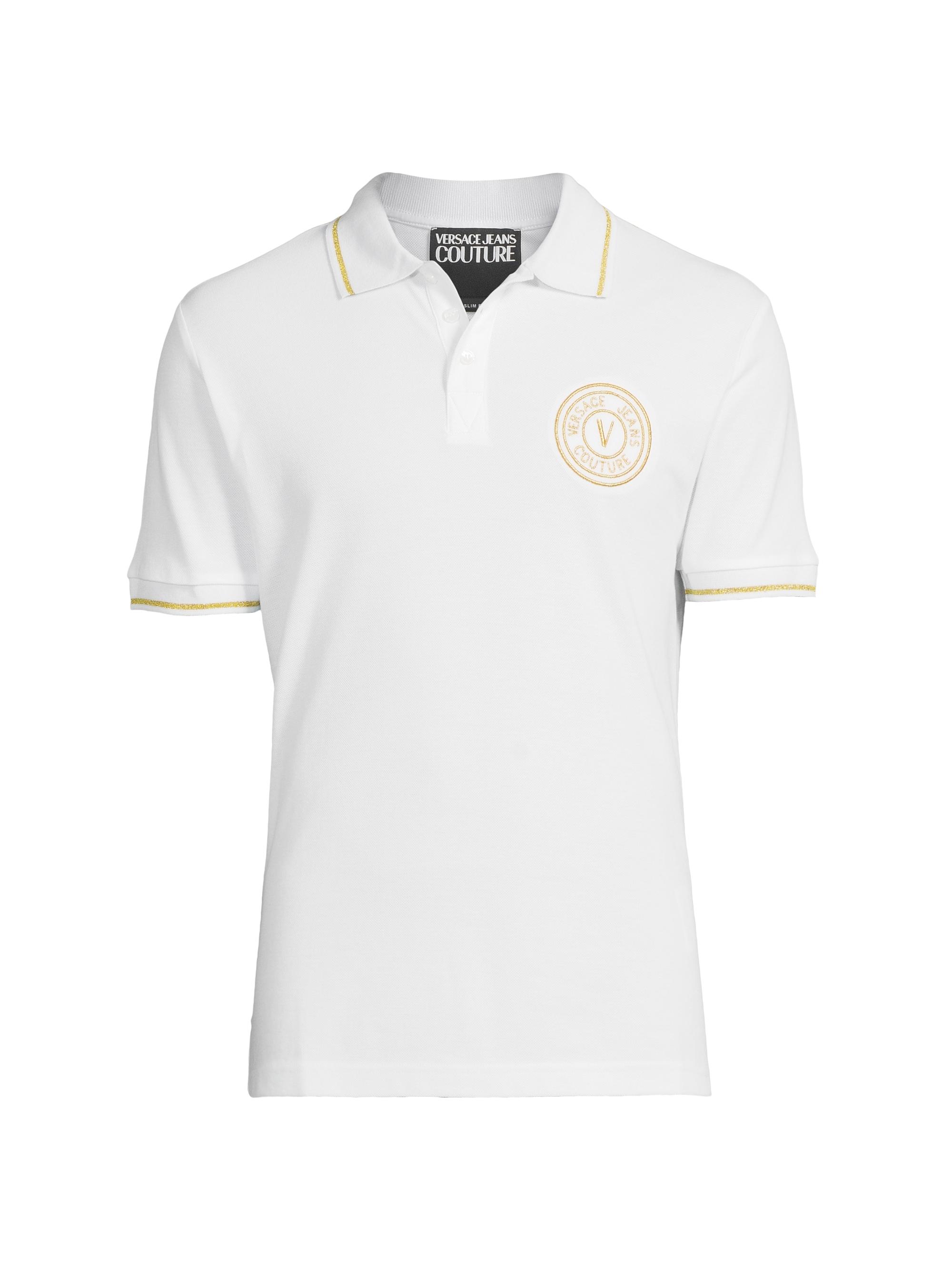 Versace Jeans Couture Men's Logo Cotton Polo Shirt - White Gold