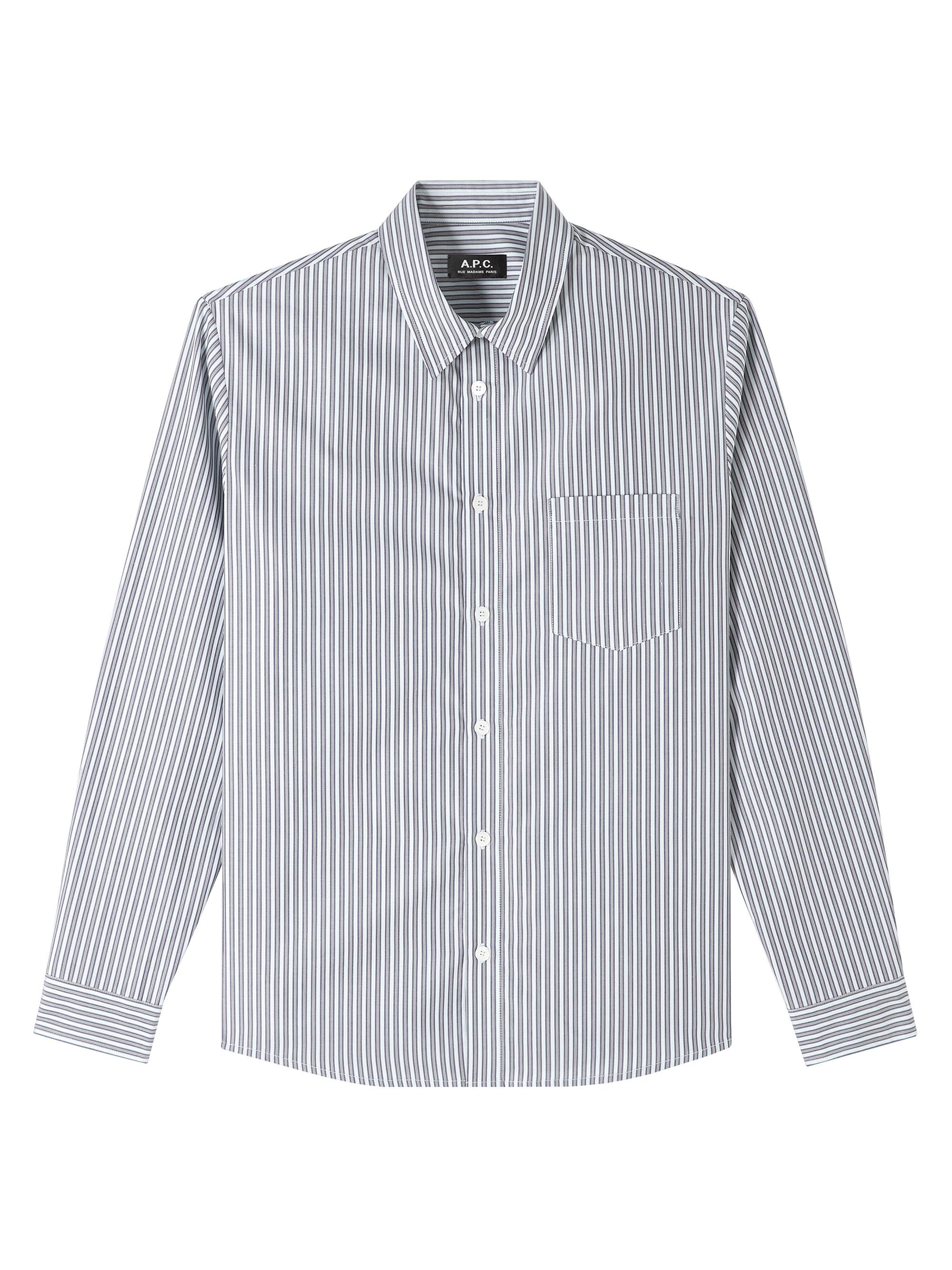 A.P.C. Men's Striped Cotton Button-Front Shirt - Green