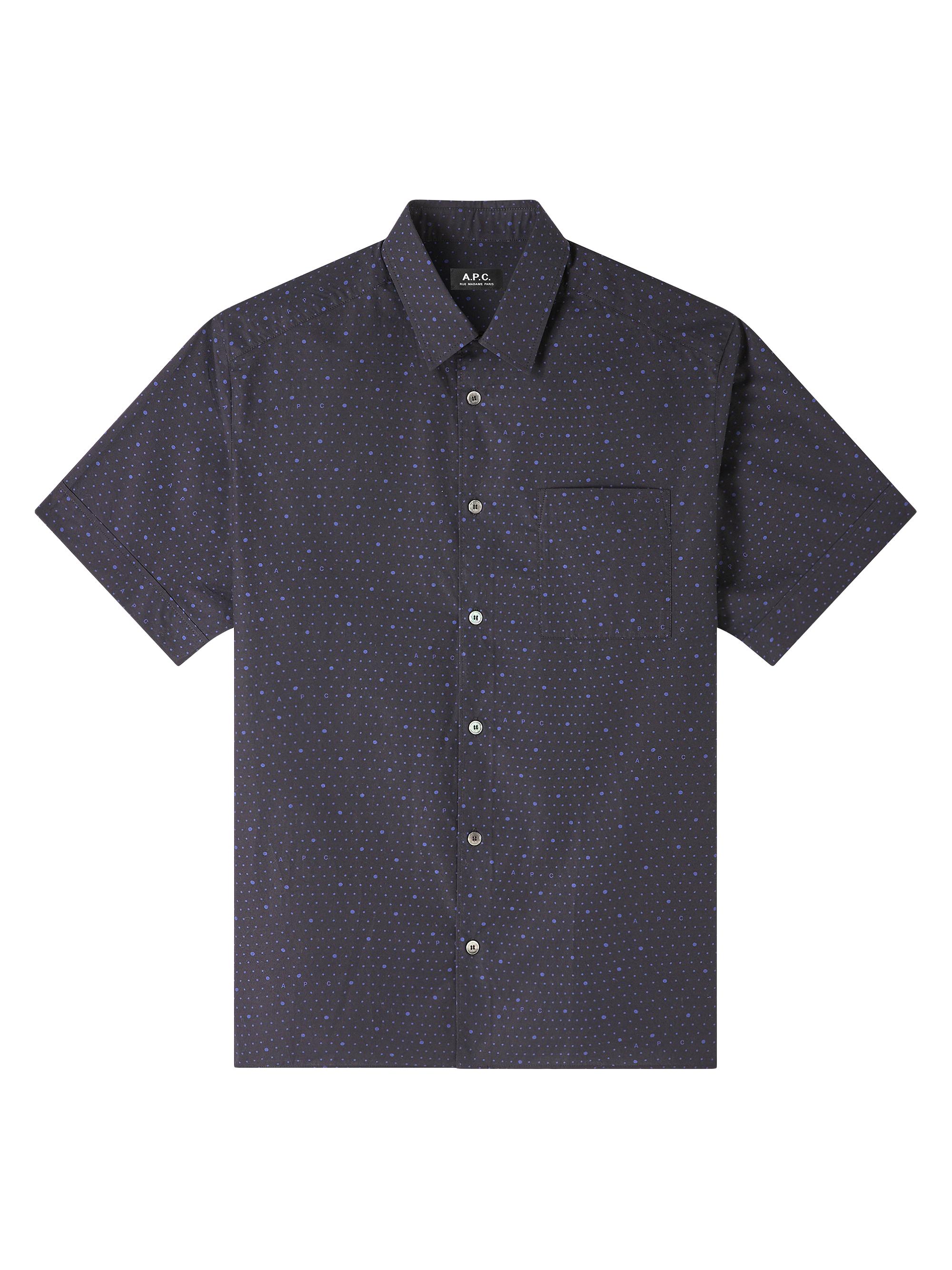 A.P.C. Men's Ross Polka Dot Cotton Shirt - Dark Navy