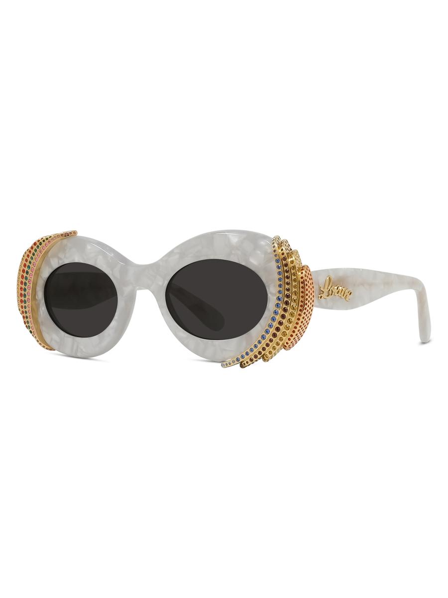 LOEWE LOEWE x Paula's Ibiza Pavé 47MM Oval Sunglasses | Saks Fifth