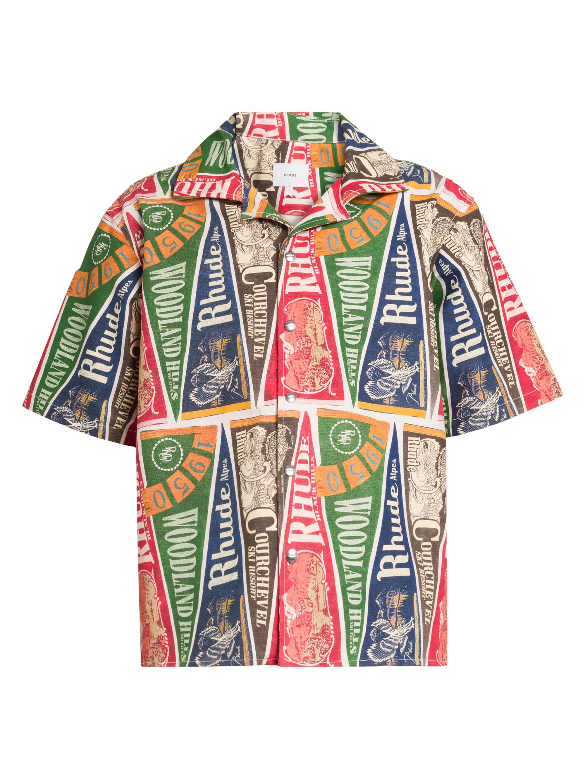 Rhude Men's Collegiate Flag Short-Sleeve Shirt