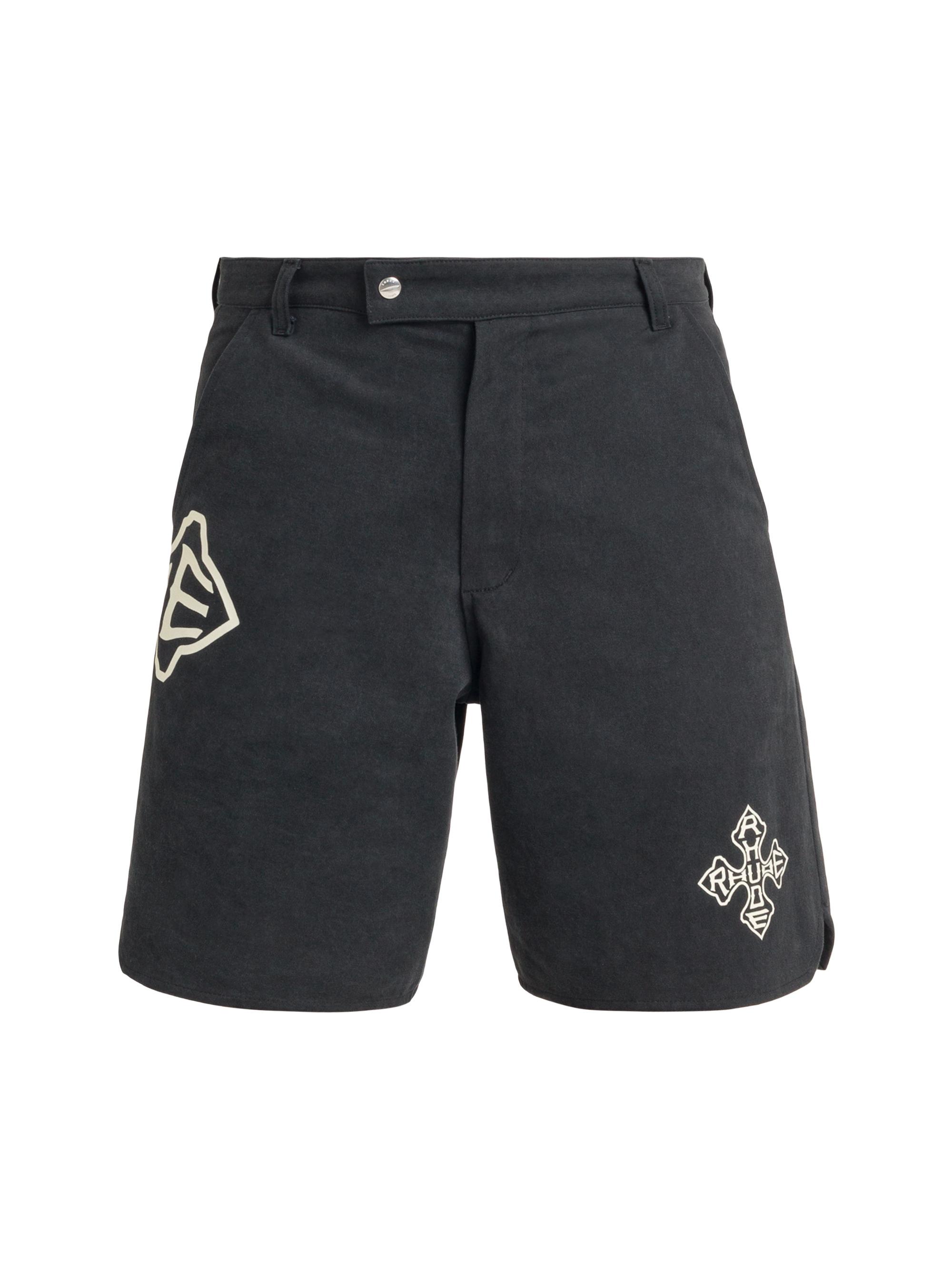Rhude Men's Cross Logo Twill Shorts - Black