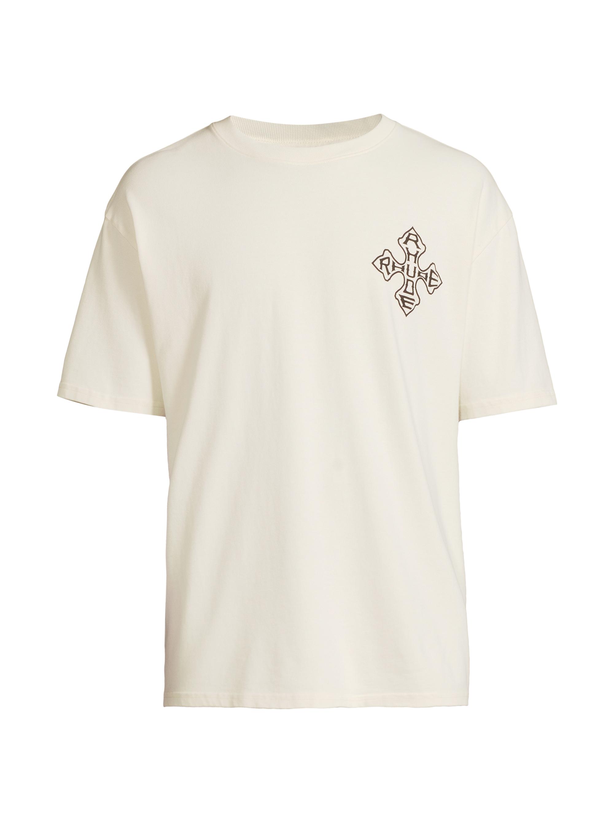 Rhude Men's Logo Cross Cotton T-Shirt - White