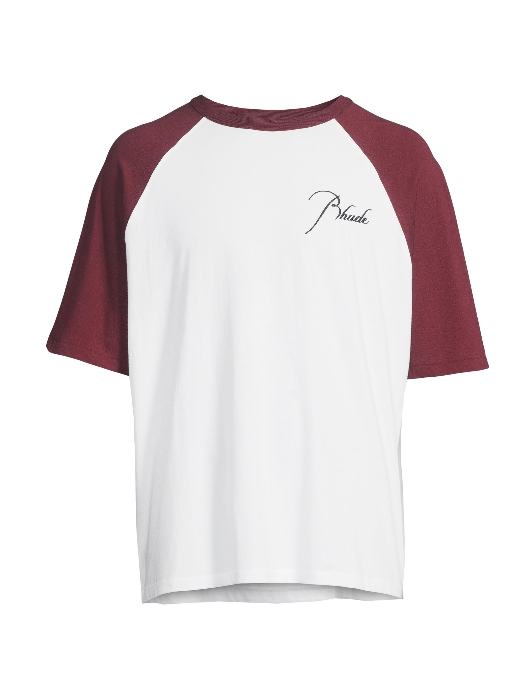 Rhude Men's Logo Cotton Raglan T-Shirt - Burgundy