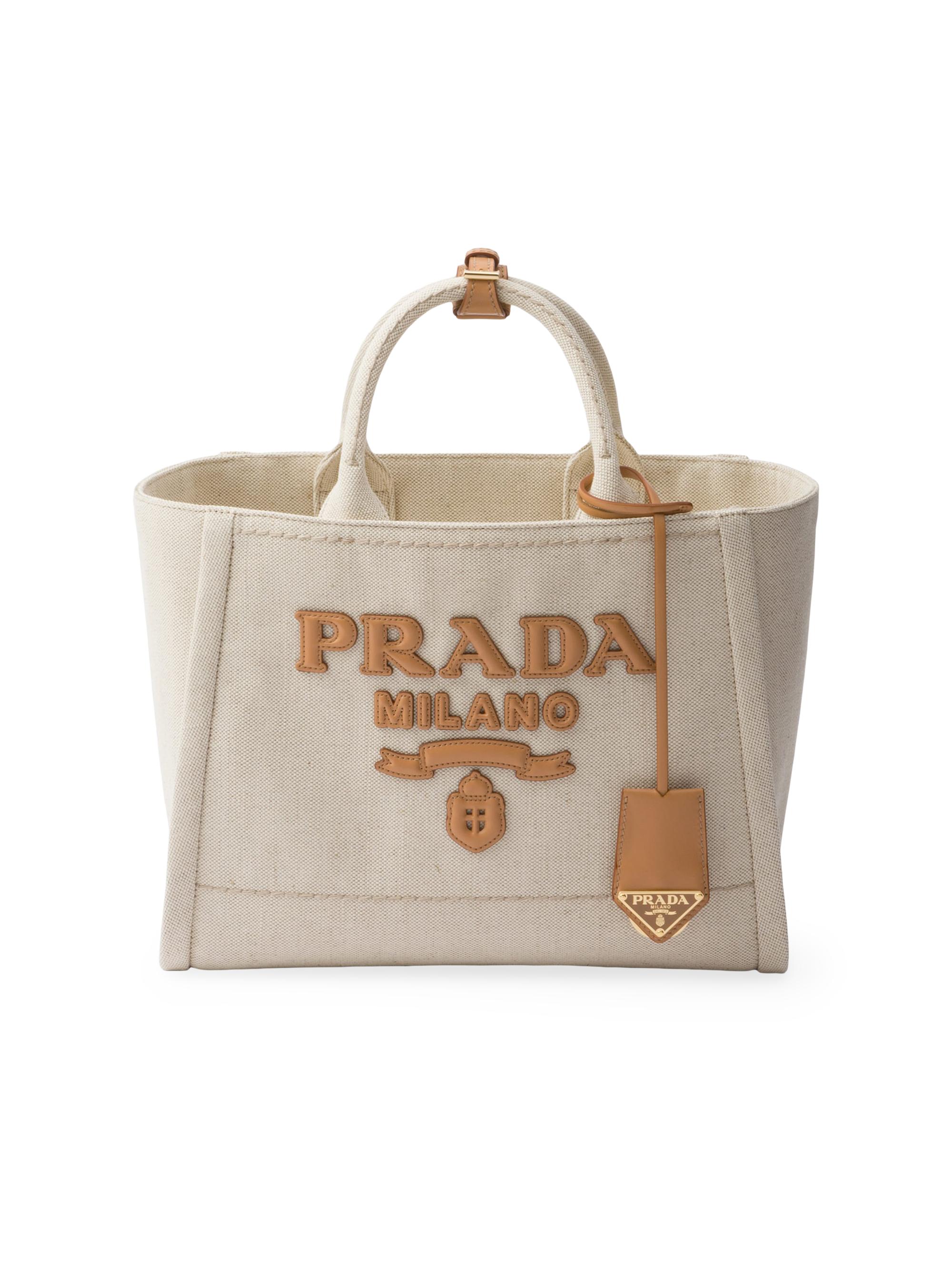 Prada Women's  Linen Blend Tote Bag - Beige Khaki