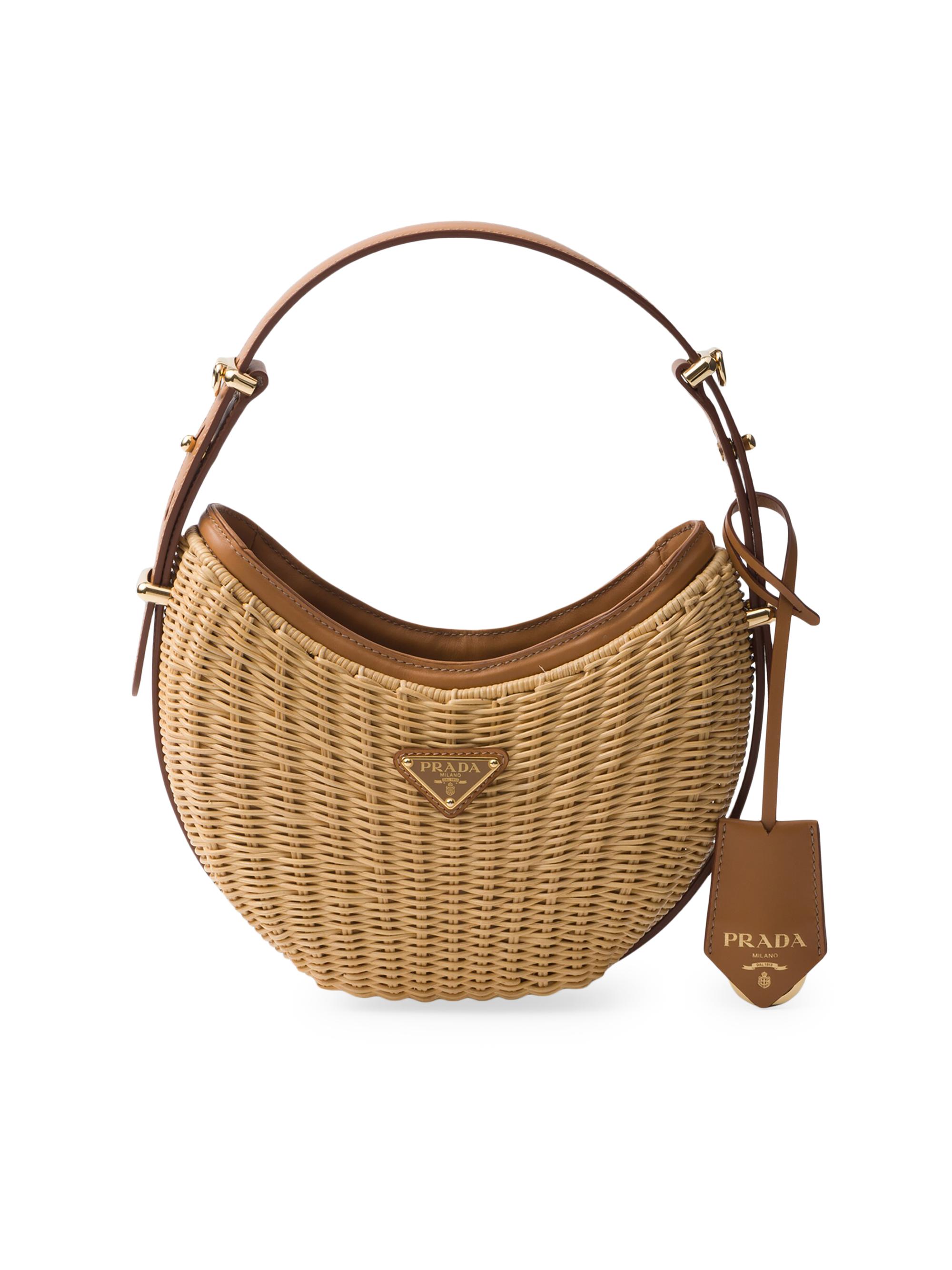 Prada Wicker and Leather Prada Arqué Bag | Saks Fifth Avenue