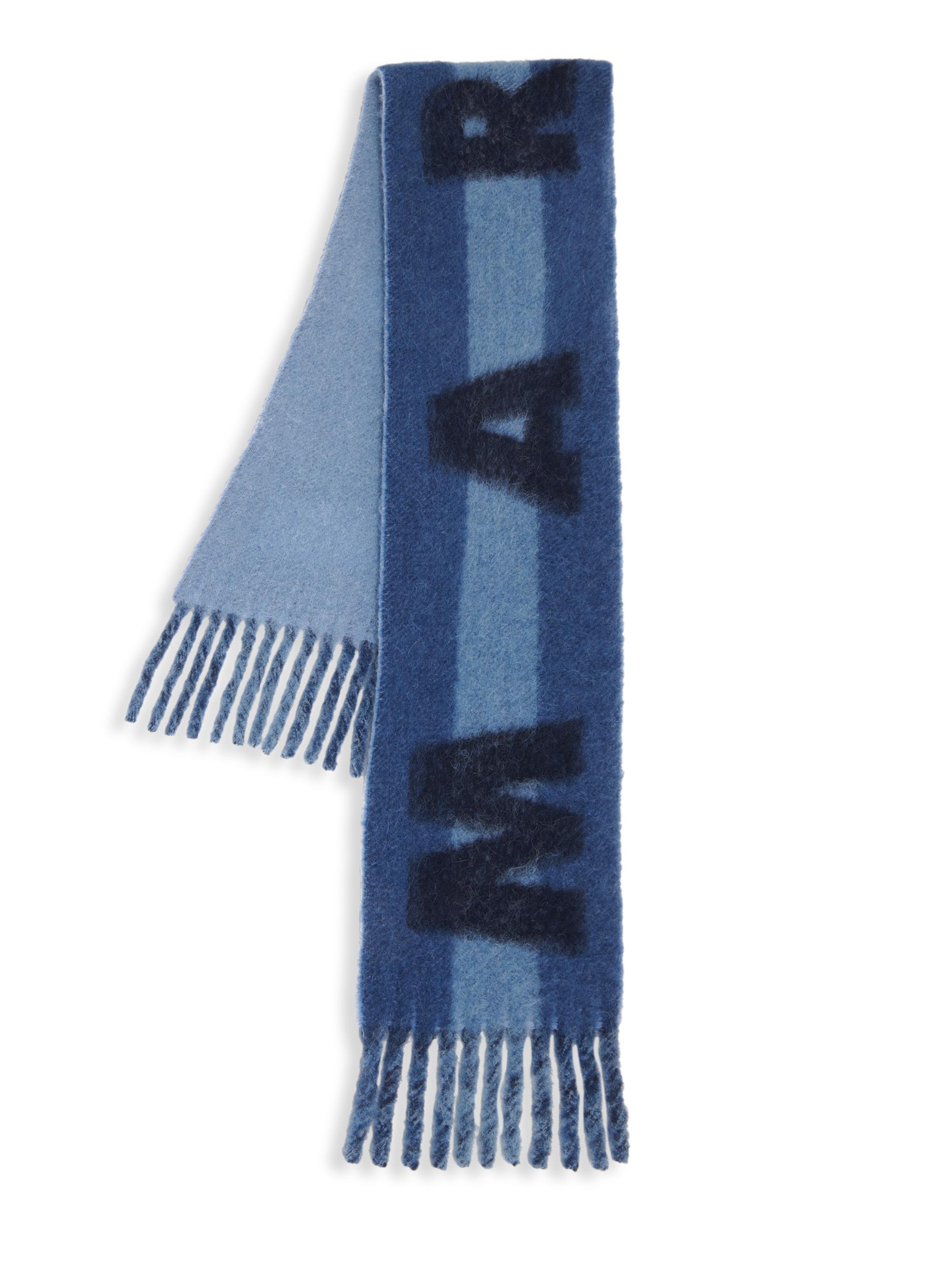 美品MARNI 23ss STRIPED BRUSHED WOOL SCARF Marni Logo Striped Wool
