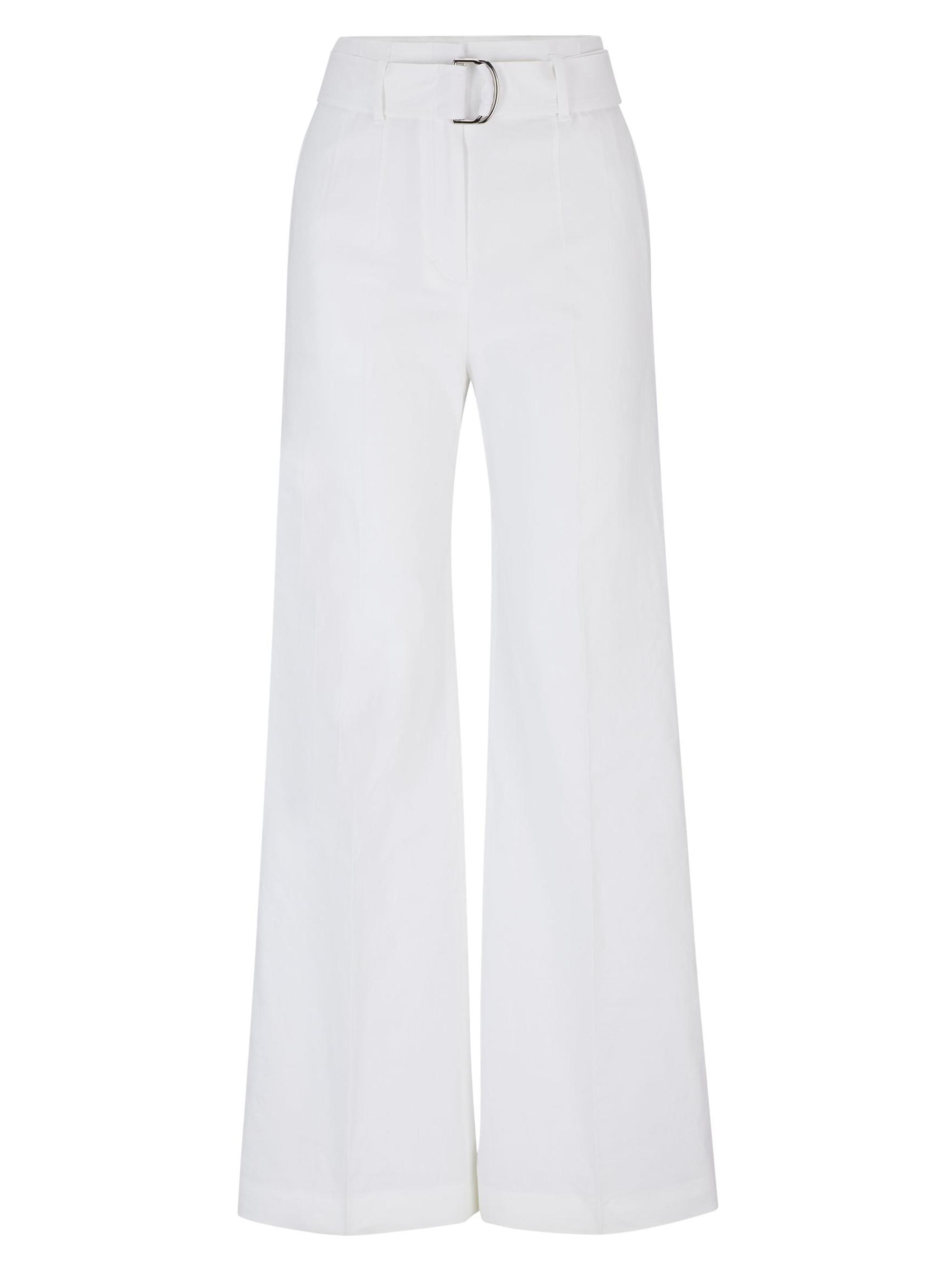 BOSS Women's Relaxed-Fit Trousers in a Linen Blend - White