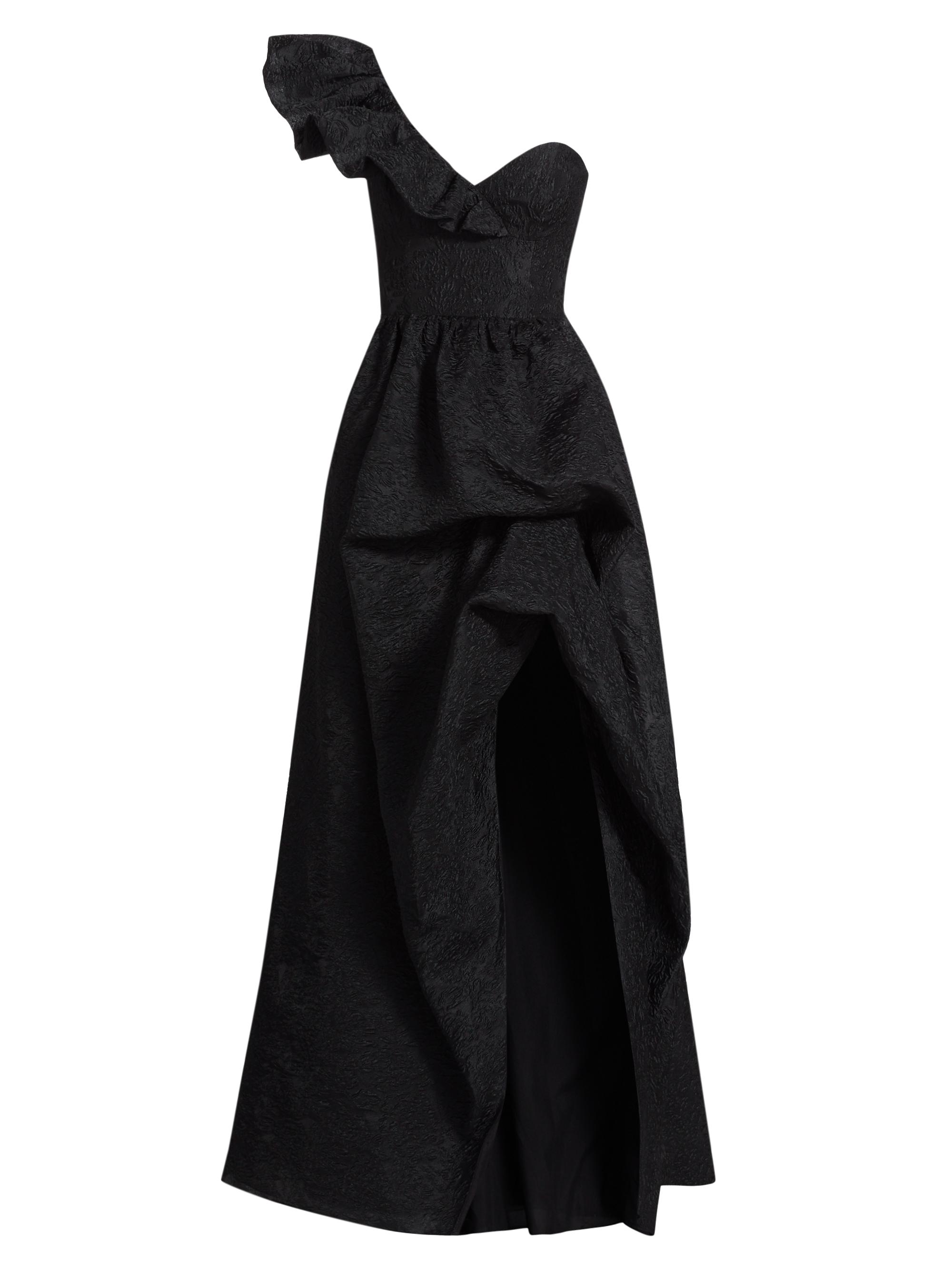 Marchesa Notte Women's One-Shoulder Cloqué Gown - Black