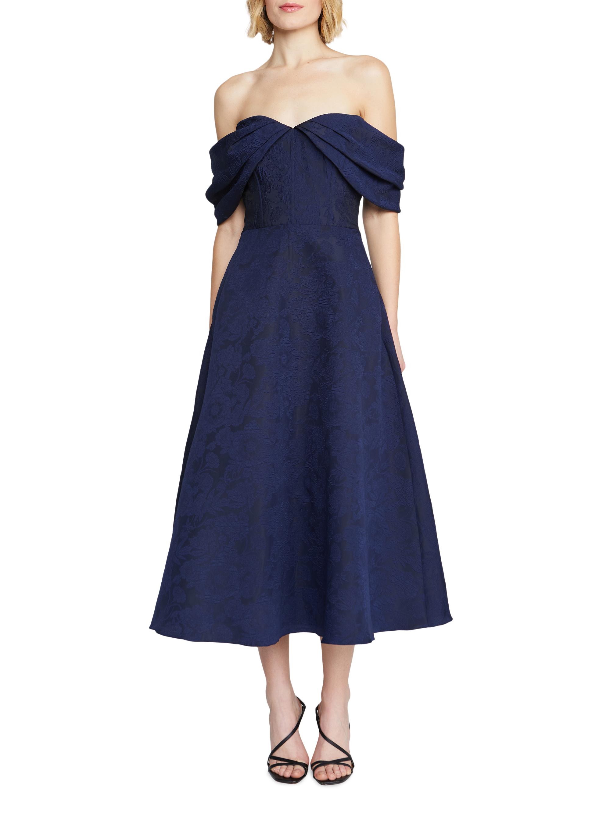 knee length dresses for ladies Fiona Wrap Midi Dress in Lurex Crepe – Draper James main image 1