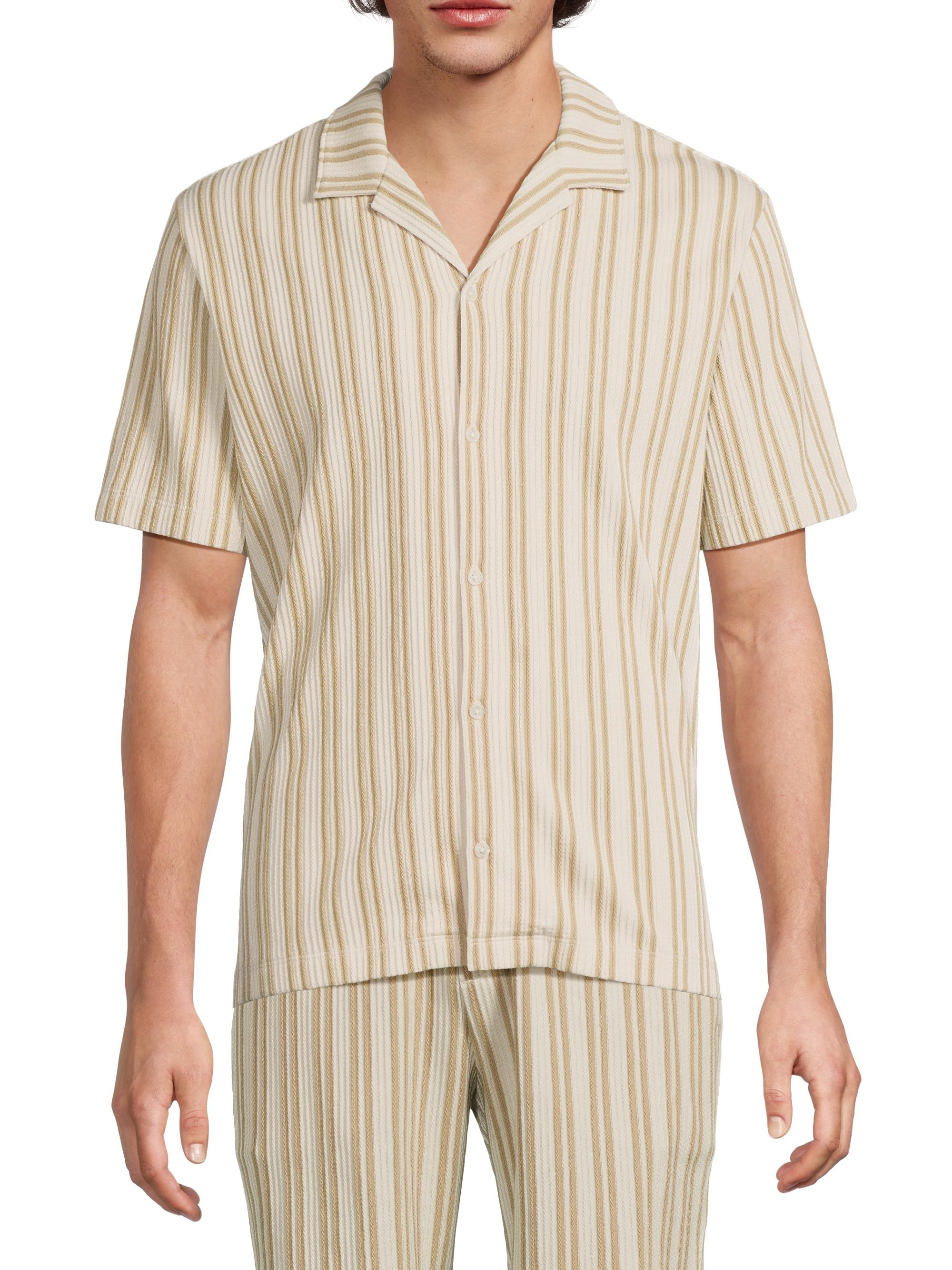 Vince Jacquard Striped Cotton-Blend Camp Shirt | Saks Fifth Avenue
