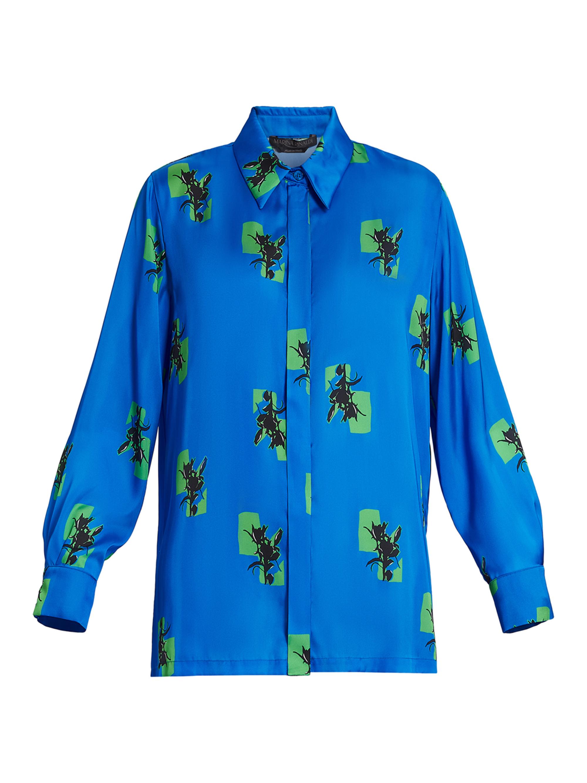 Marina Rinaldi Women's Plus Auronzo Printed Satin Shirt - Cornflower
