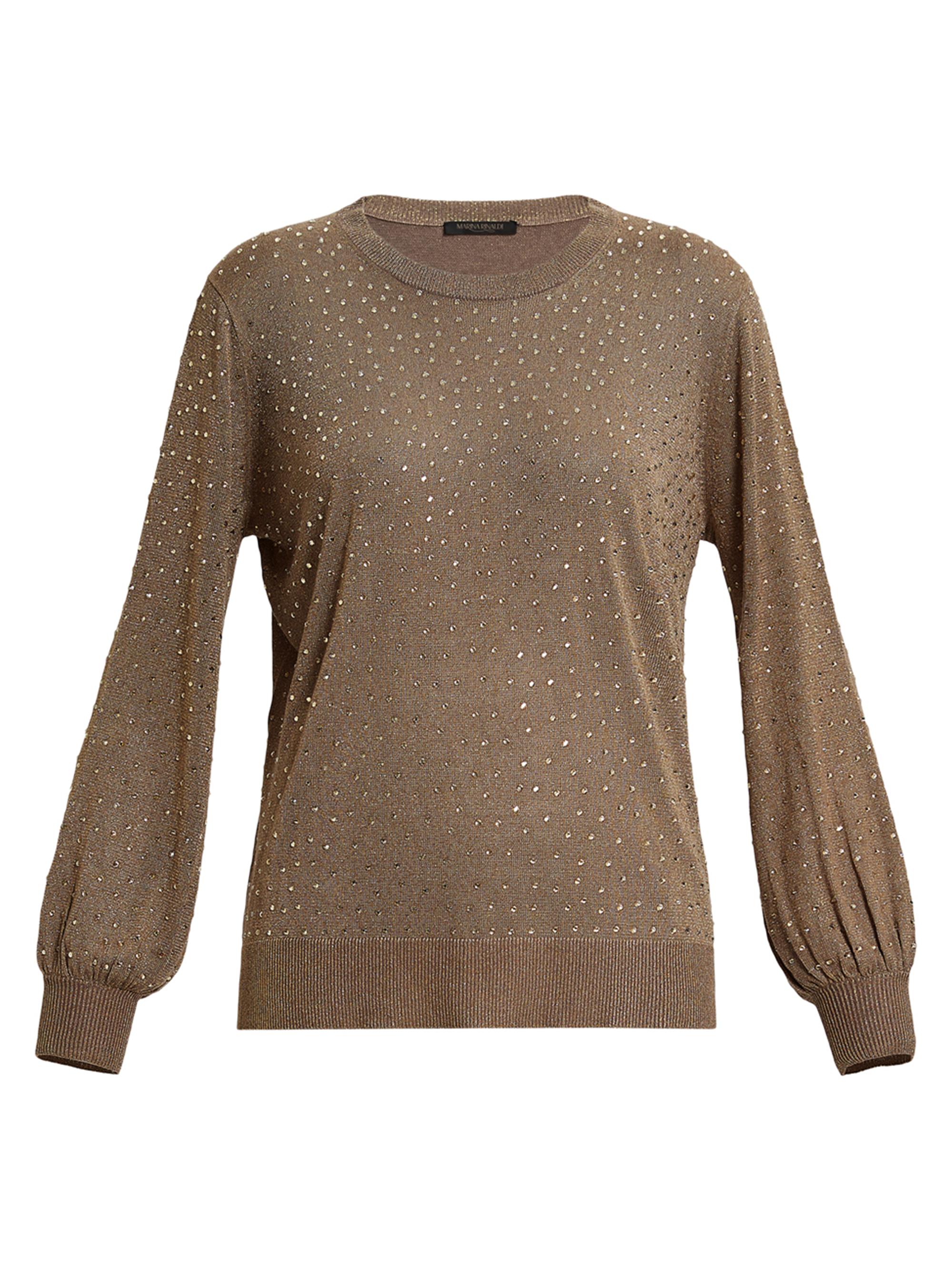 Marina Rinaldi Women's Acqua Rhinestone-Embellished Pullover Sweater - Gold