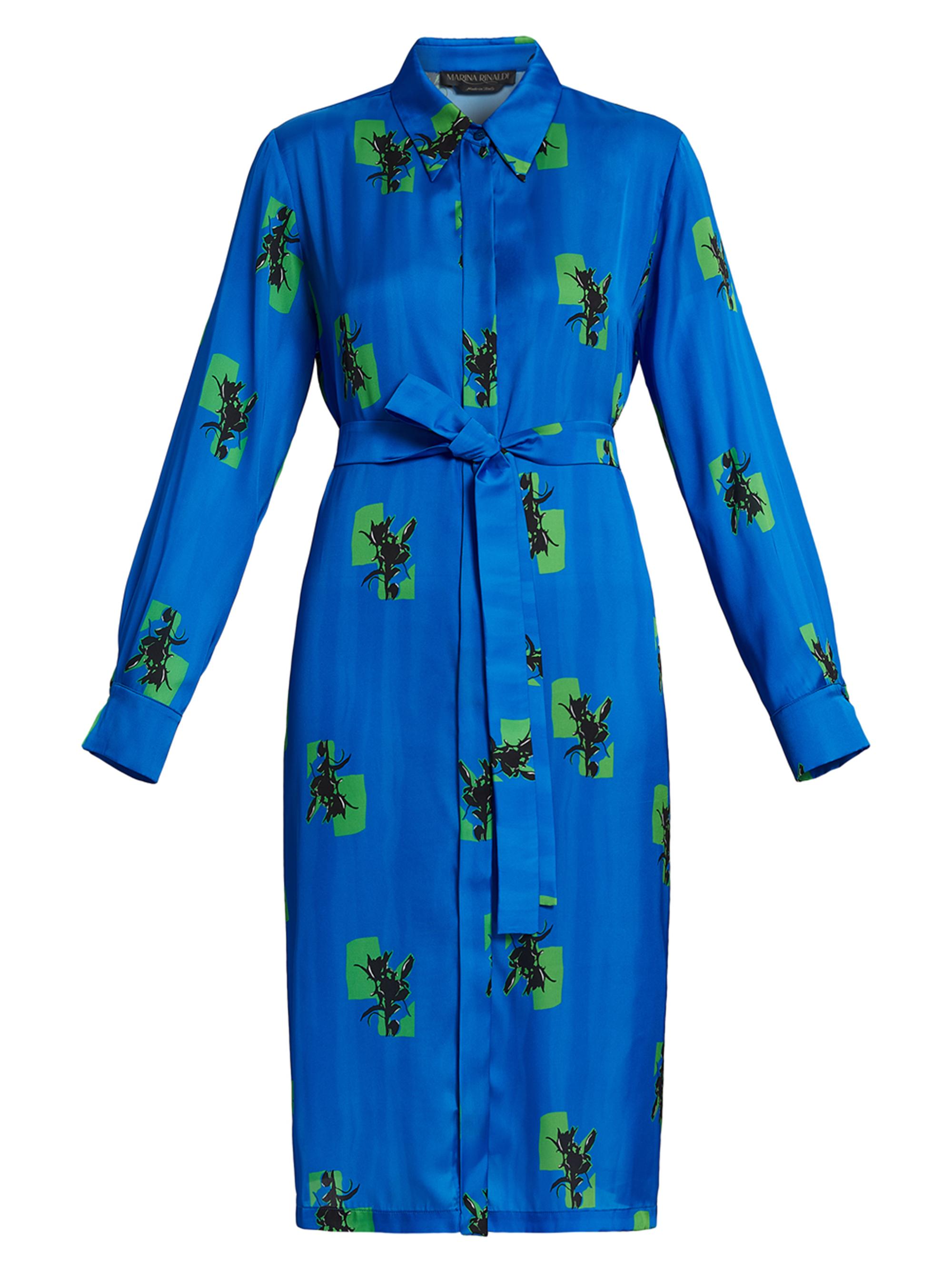 Marina Rinaldi Women's Plus Dravenna Printed Satin Shirtdress - Cornflower