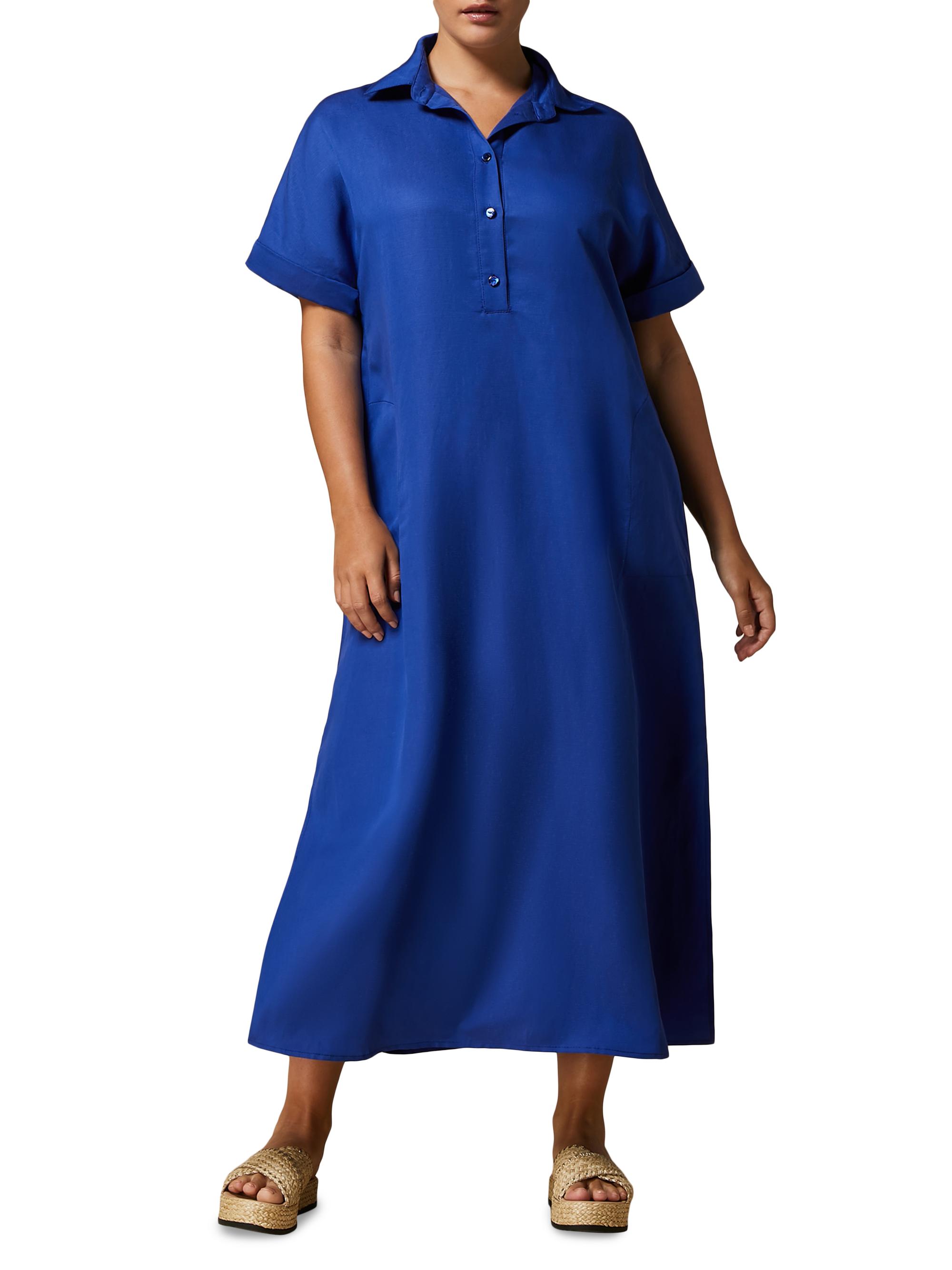Marina Rinaldi Women's Negelia Linen-Blend Polo Maxi Dress - Cornflower Blue