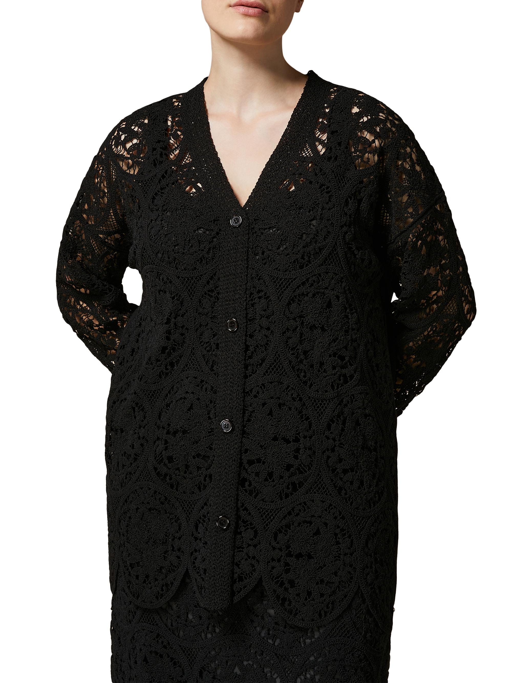 Marina Rinaldi Women's Ardea Embroidered Lace Cardigan - Black