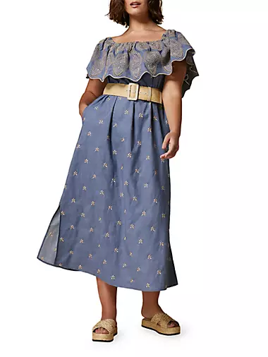 Mirco Cotton-Linen Embroidered Maxi Dress