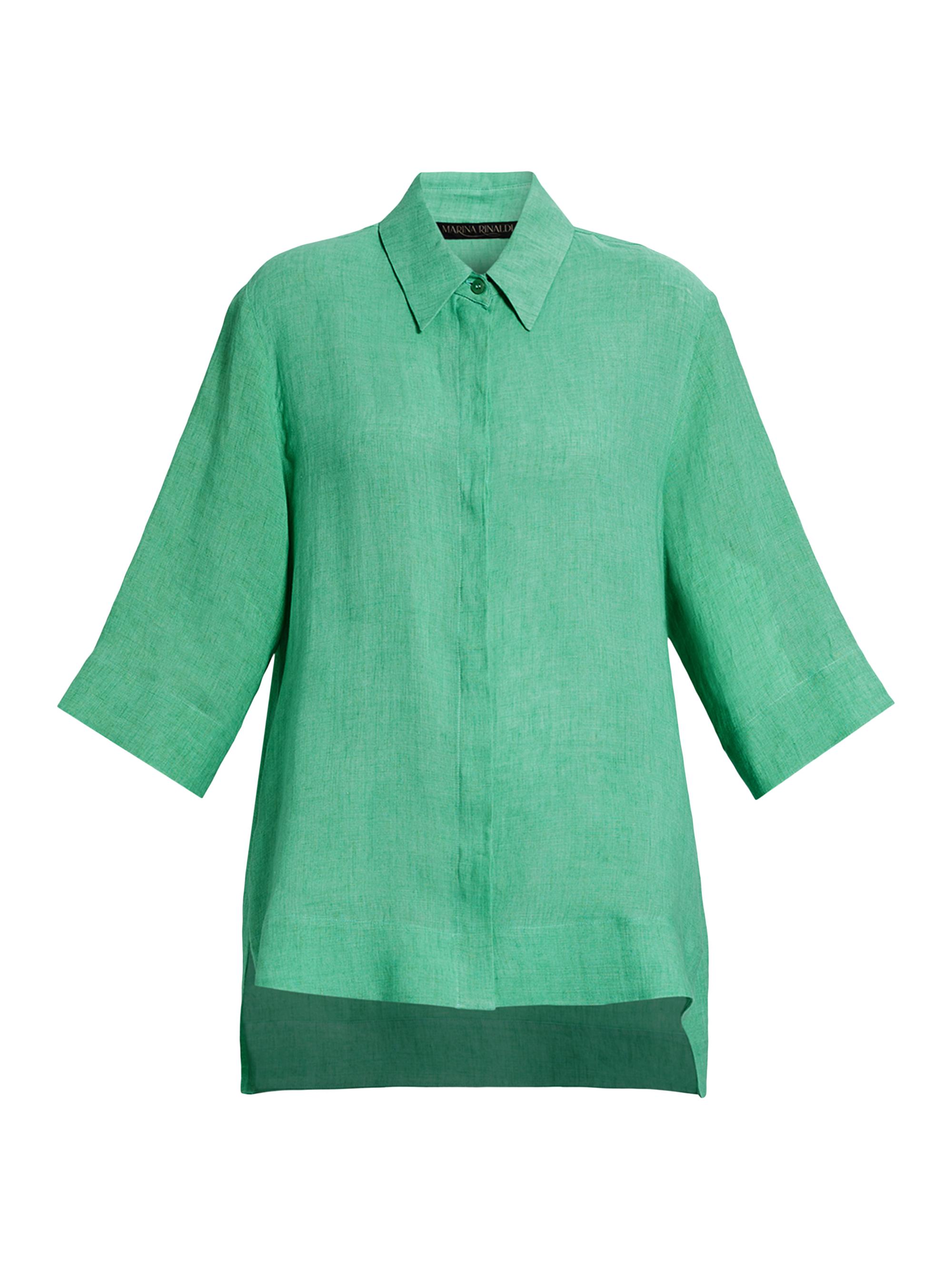 Marina Rinaldi Women's Florida Linen Shirt - Emerald