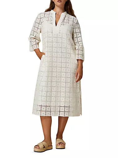 Plus Size Peana Broderie Cotton Midi-Dress