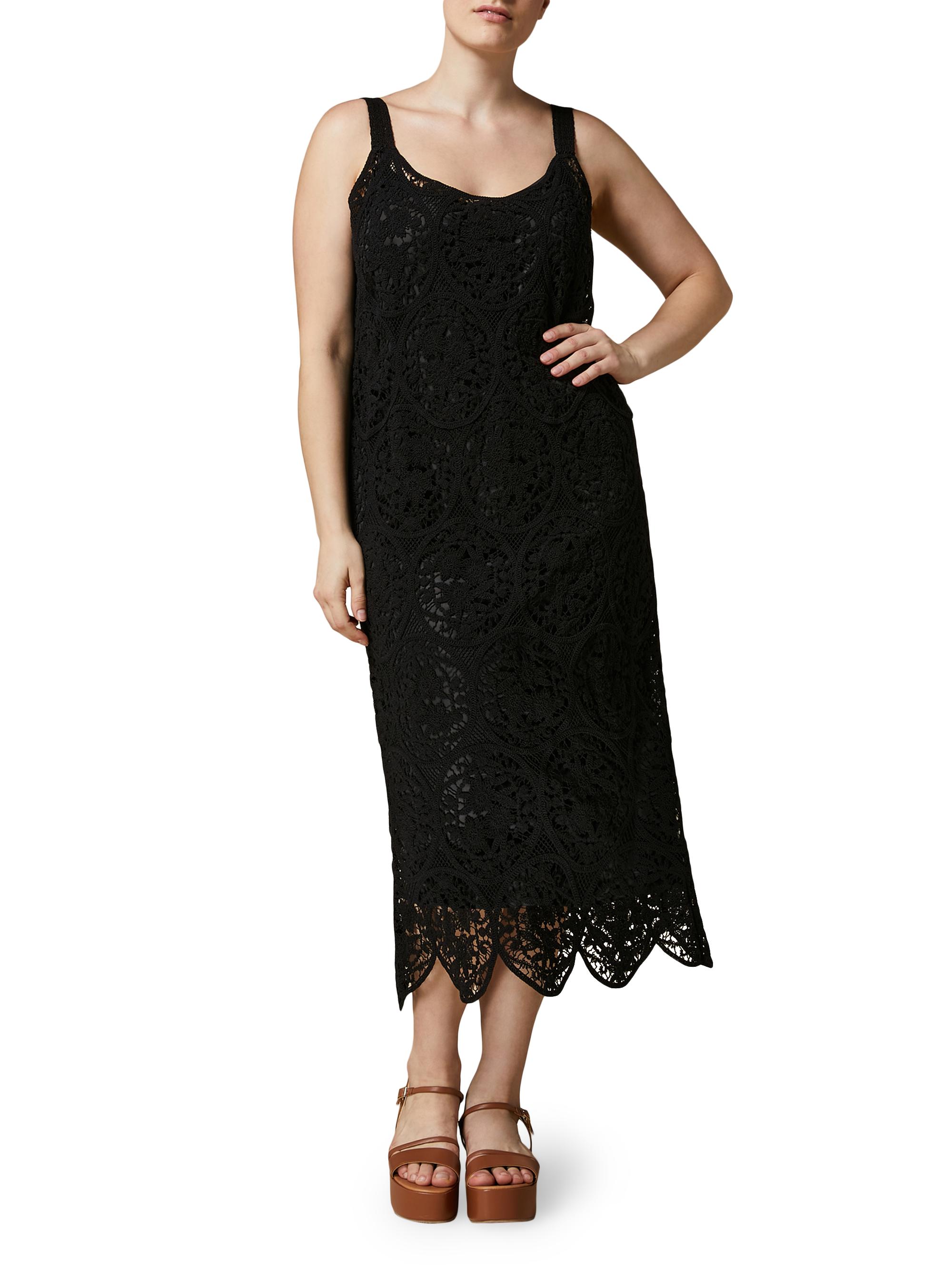 Marina Rinaldi Women's Plus Size Riber Embroidered Cotton-Blend Slipdress - Black