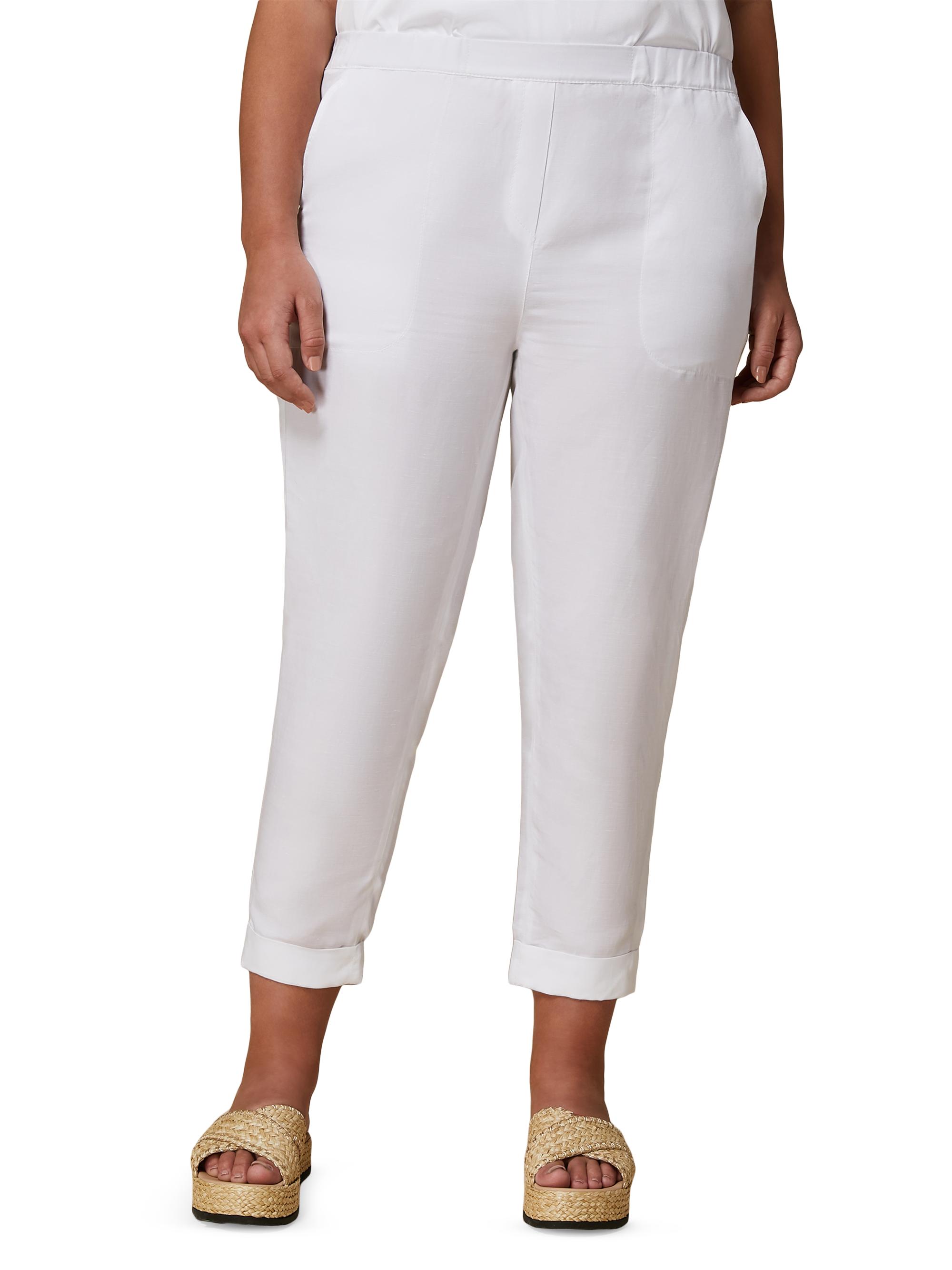 Marina Rinaldi Women's Plus Size Uguale Linen-Blend Joggers - Milk